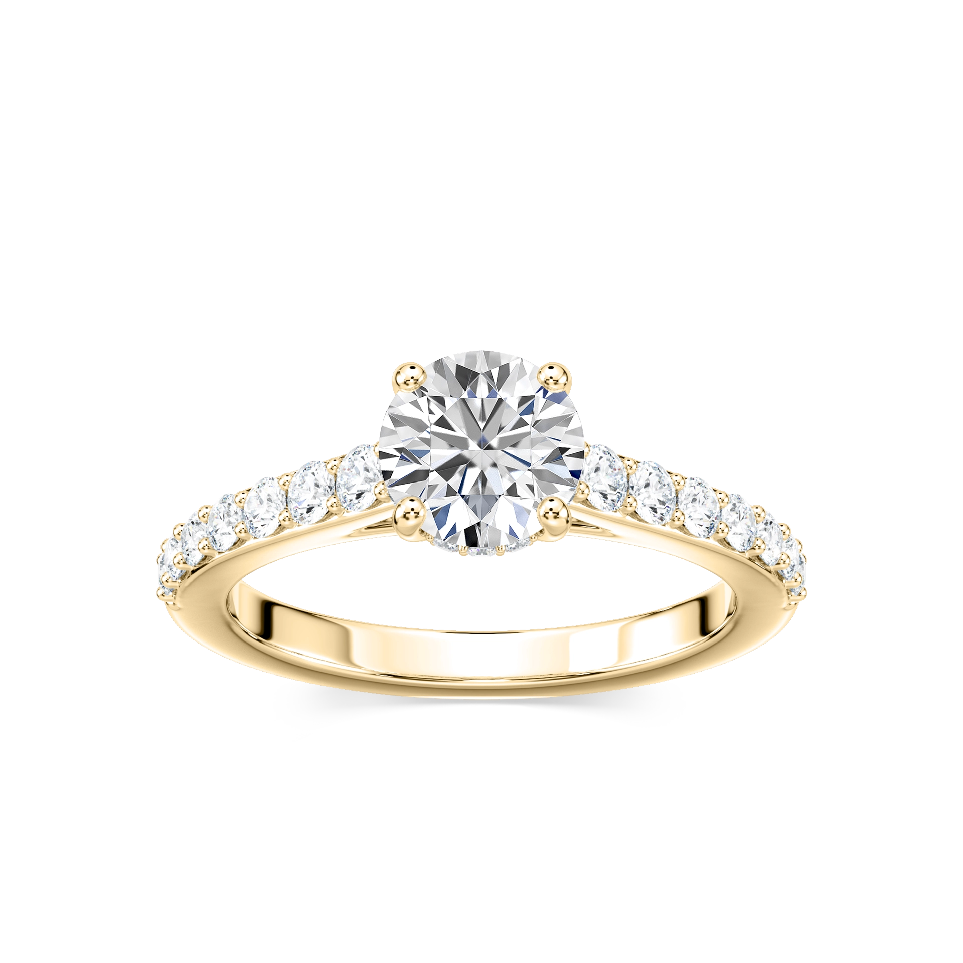 Lovea Hannah Hidden Halo Verlobungsring Rundschliff – Gelbgold