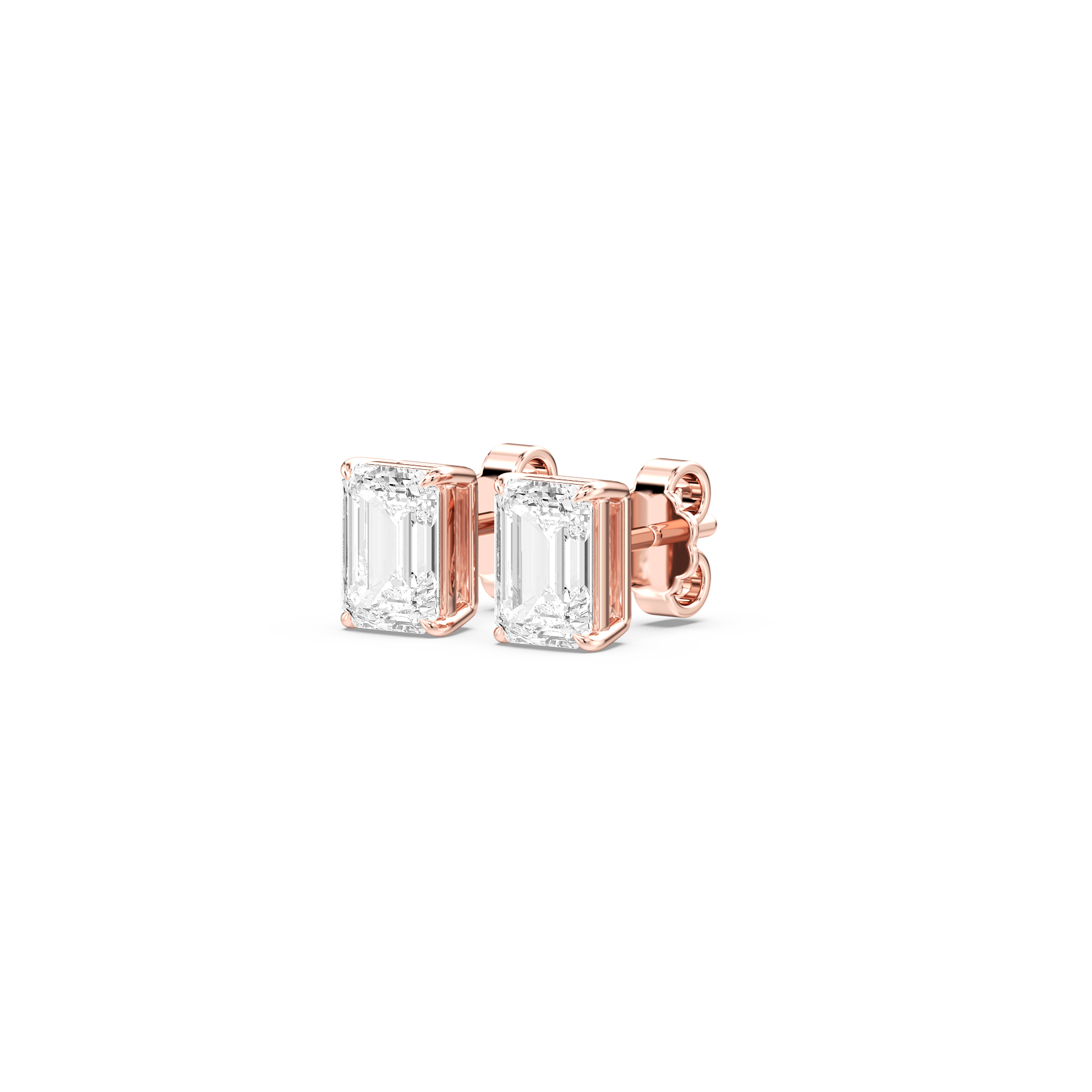 Lovea Lena Ohrstecker Steckverschluss – Smaragdschliff – Roségold