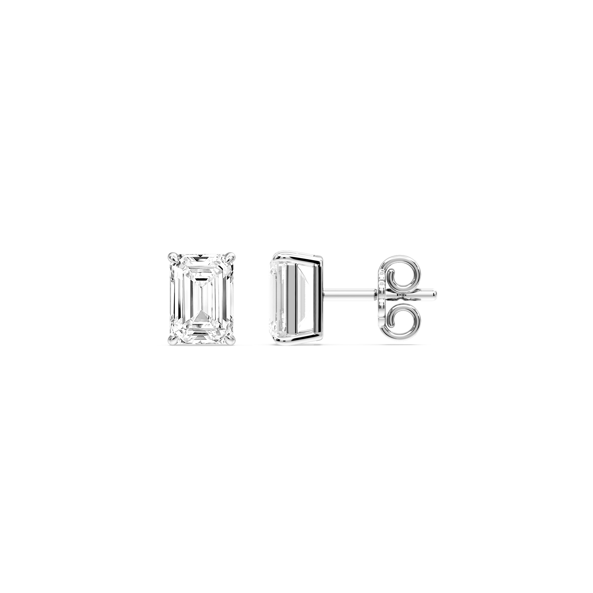 Lovea Lena Ohrstecker Steckverschluss – Smaragdschliff – Weißgold