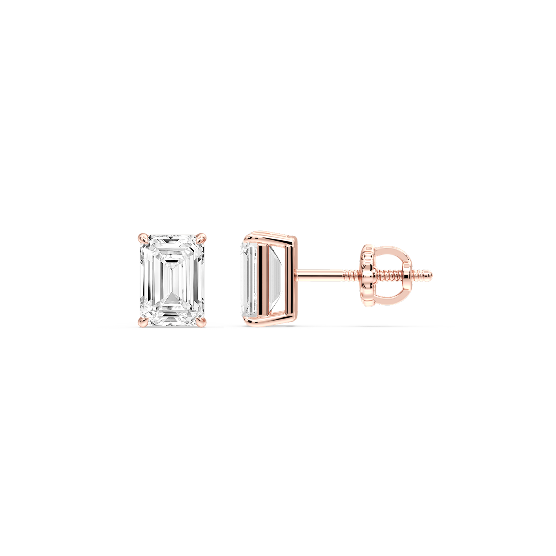 Lovea Lena Ohrstecker Schraubverschluss – Smaragdschliff – Roségold