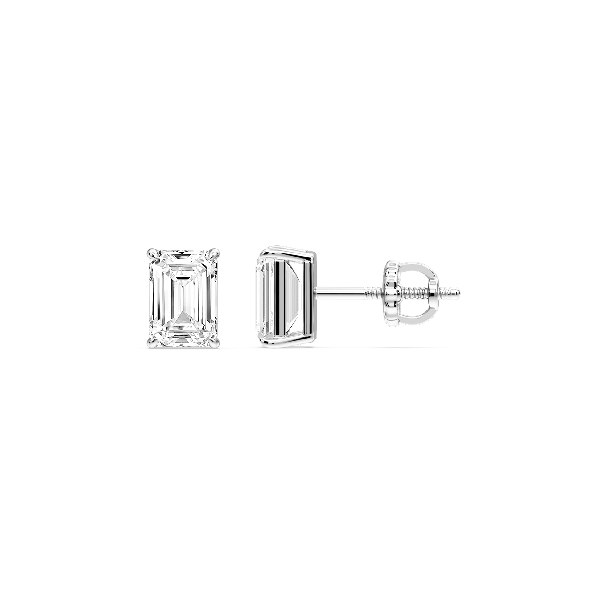 Lovea Lena Ohrstecker Schraubverschluss – Smaragdschliff – Weißgold