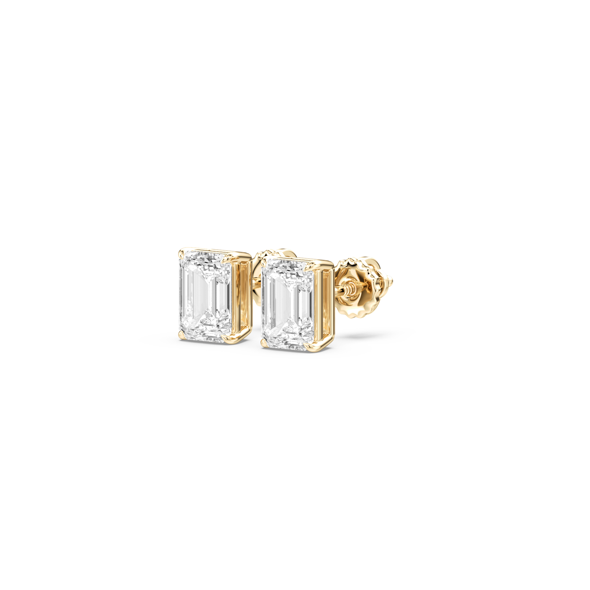 Lovea Lena Ohrstecker Schraubverschluss – Smaragdschliff – Gelbgold
