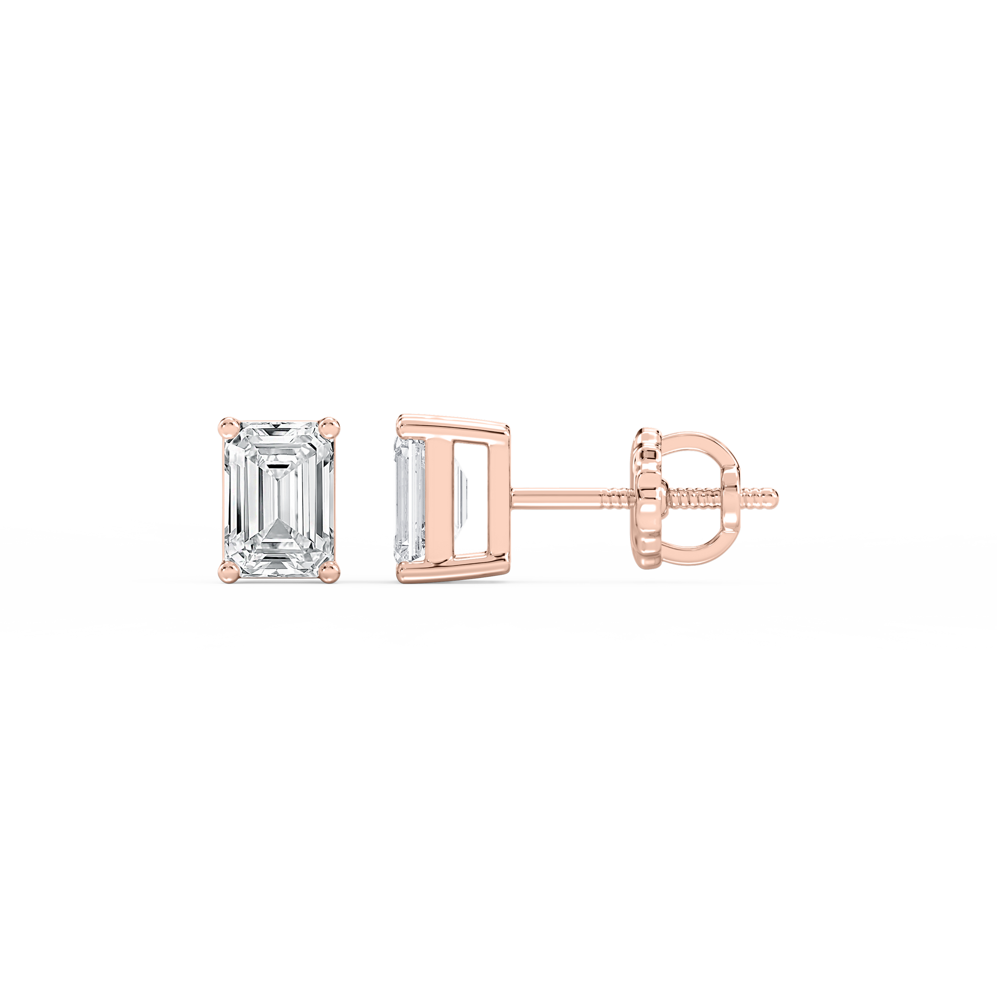 Lovea Mia Ohrstecker Schraubverschluss – Smaragdschliff – Roségold