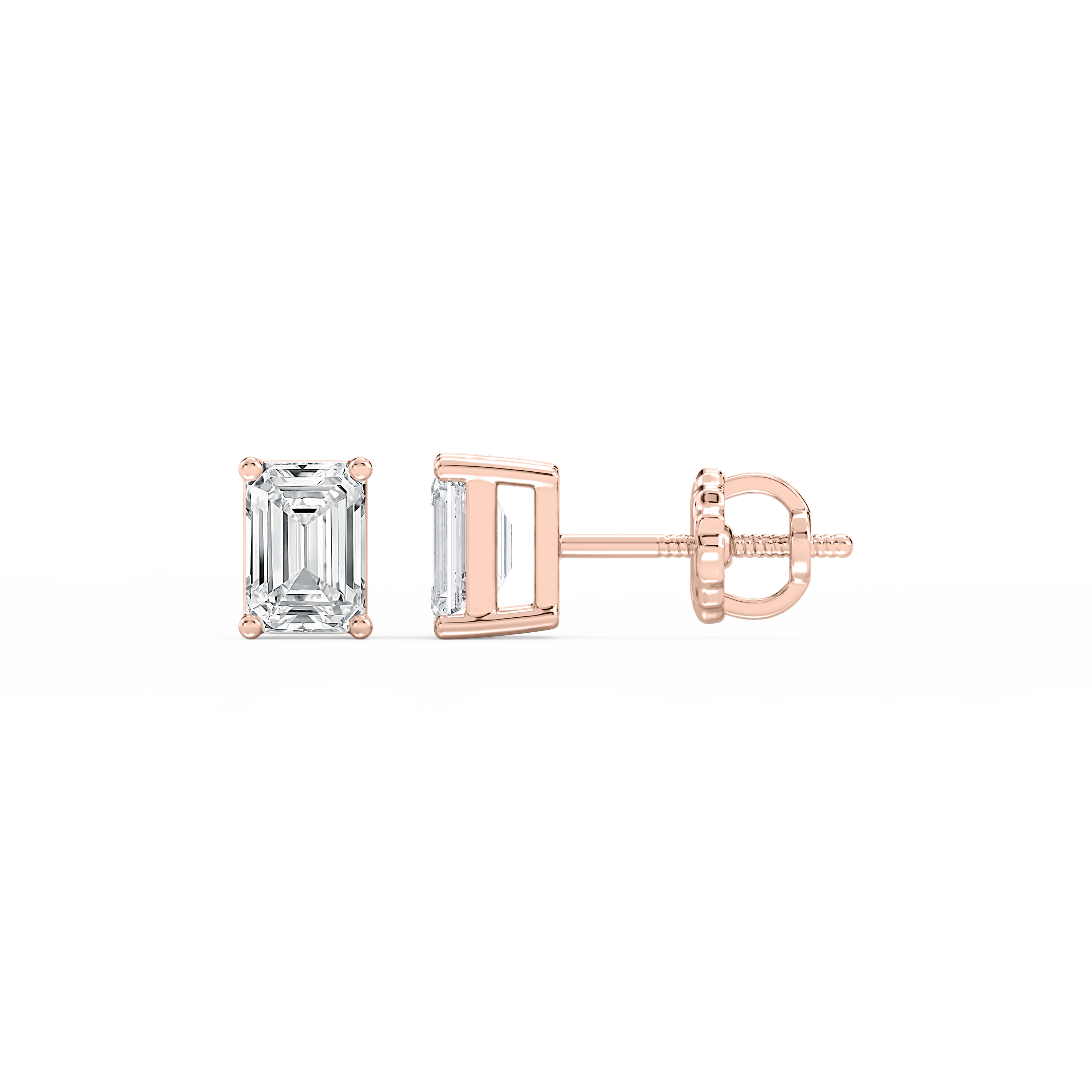 Lovea Mia Ohrstecker Schraubverschluss – Smaragdschliff – Roségold