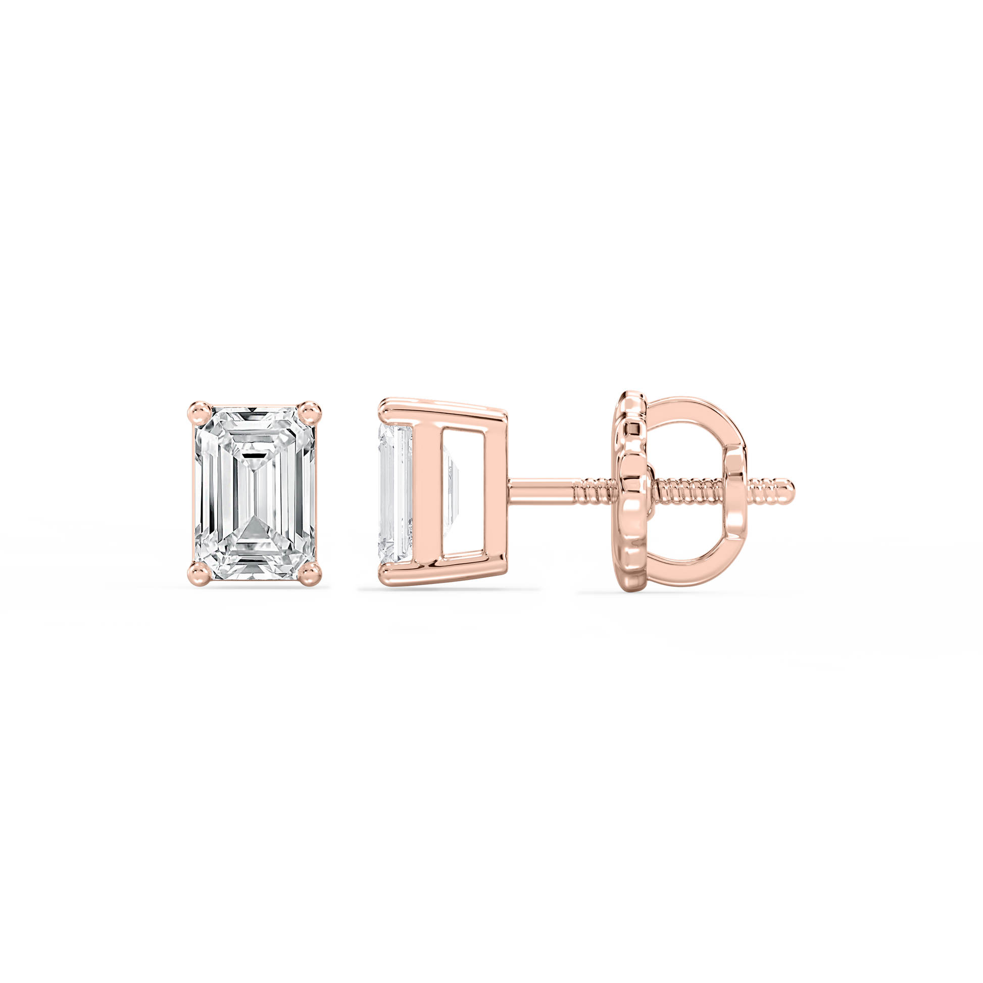 Lovea Mia Ohrstecker Schraubverschluss – Smaragdschliff – Roségold