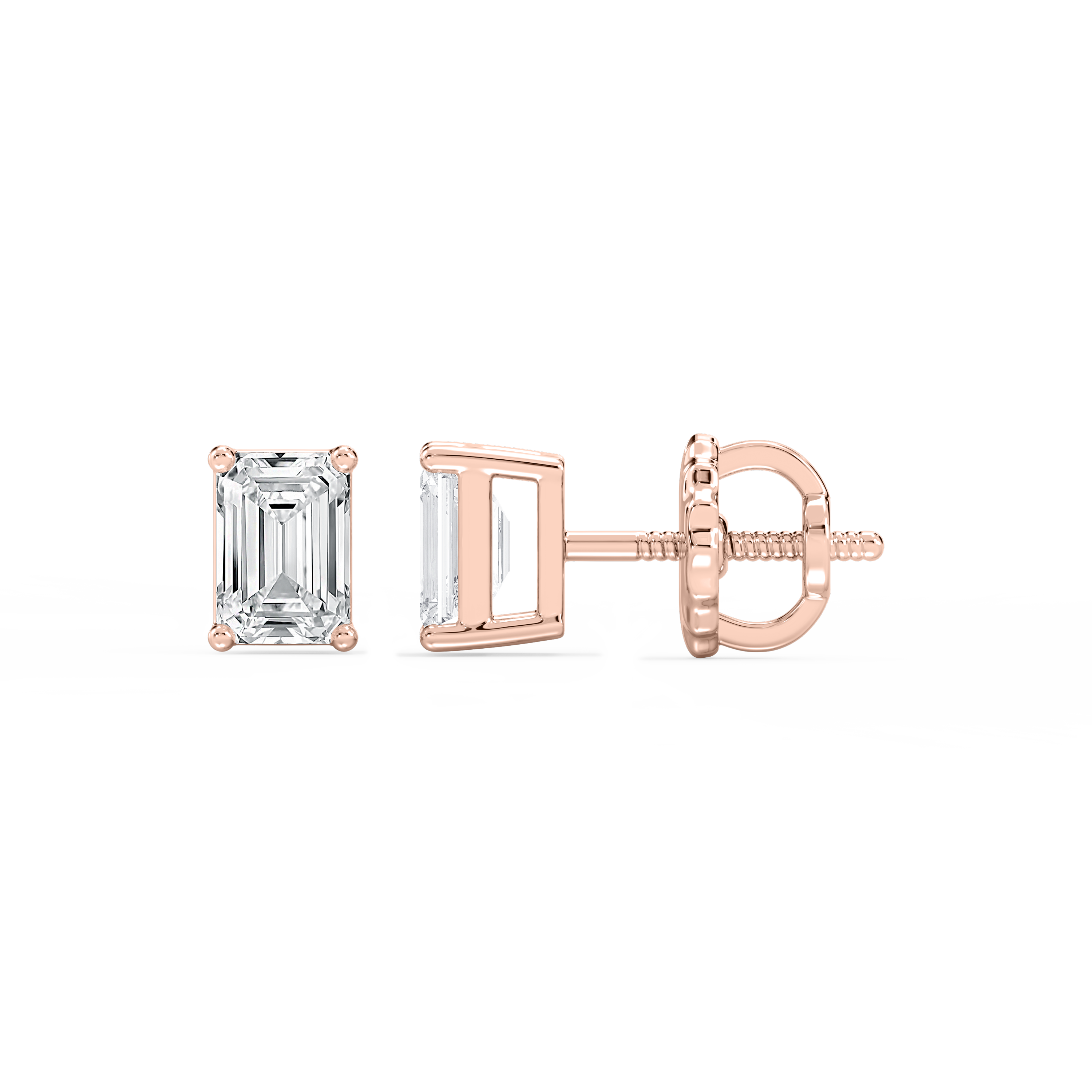 Lovea Mia Ohrstecker Schraubverschluss – Smaragdschliff – Roségold