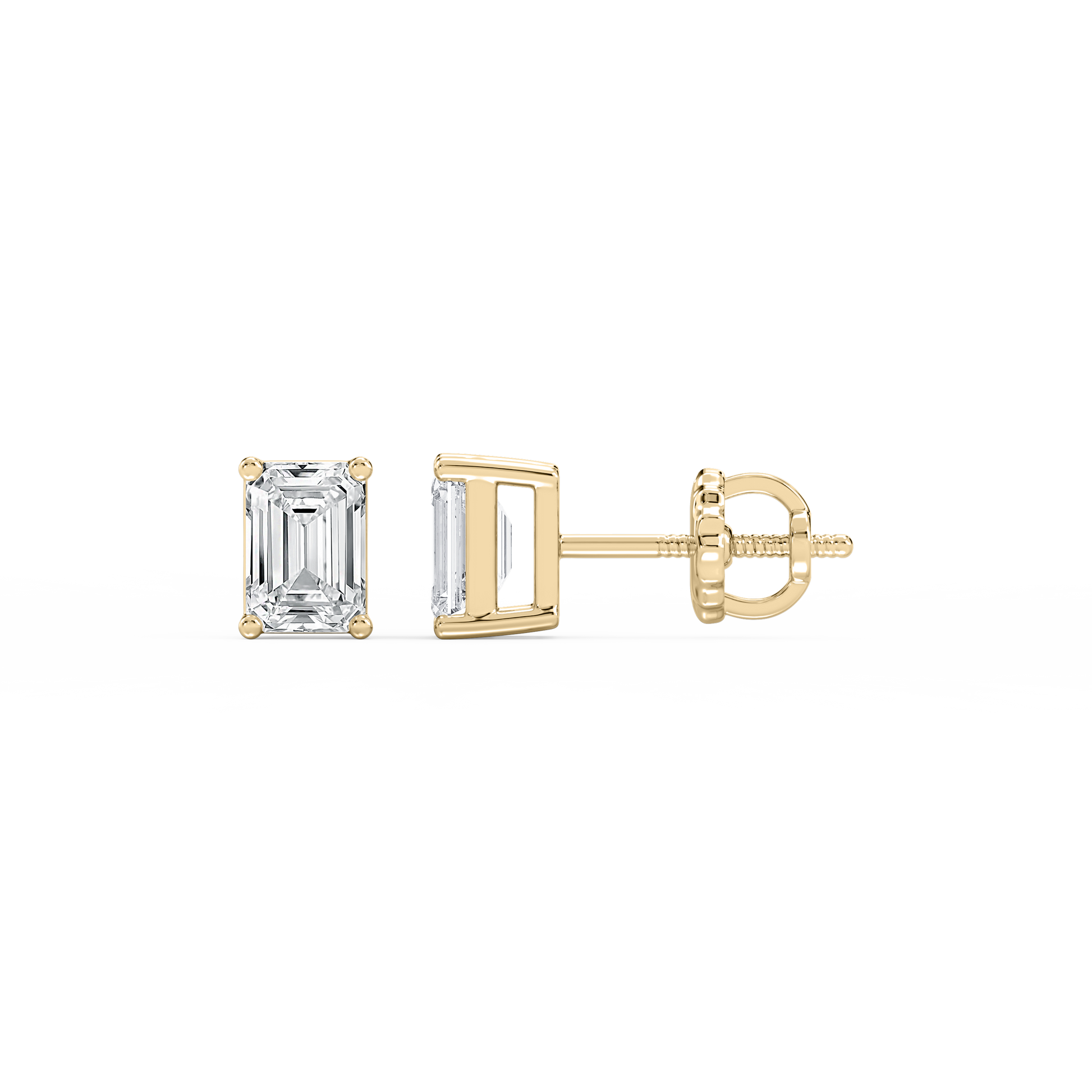 Lovea Mia Ohrstecker Schraubverschluss – Smaragdschliff – Gelbgold