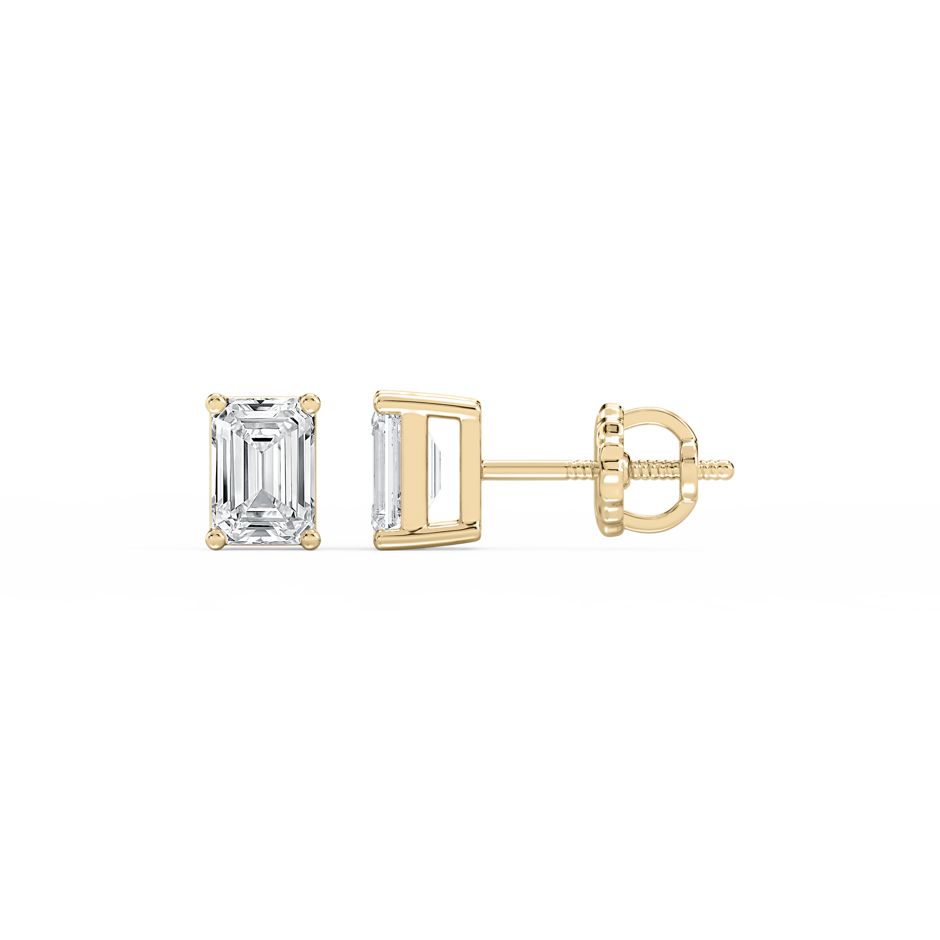 Lovea Mia Ohrstecker Schraubverschluss – Smaragdschliff – Gelbgold
