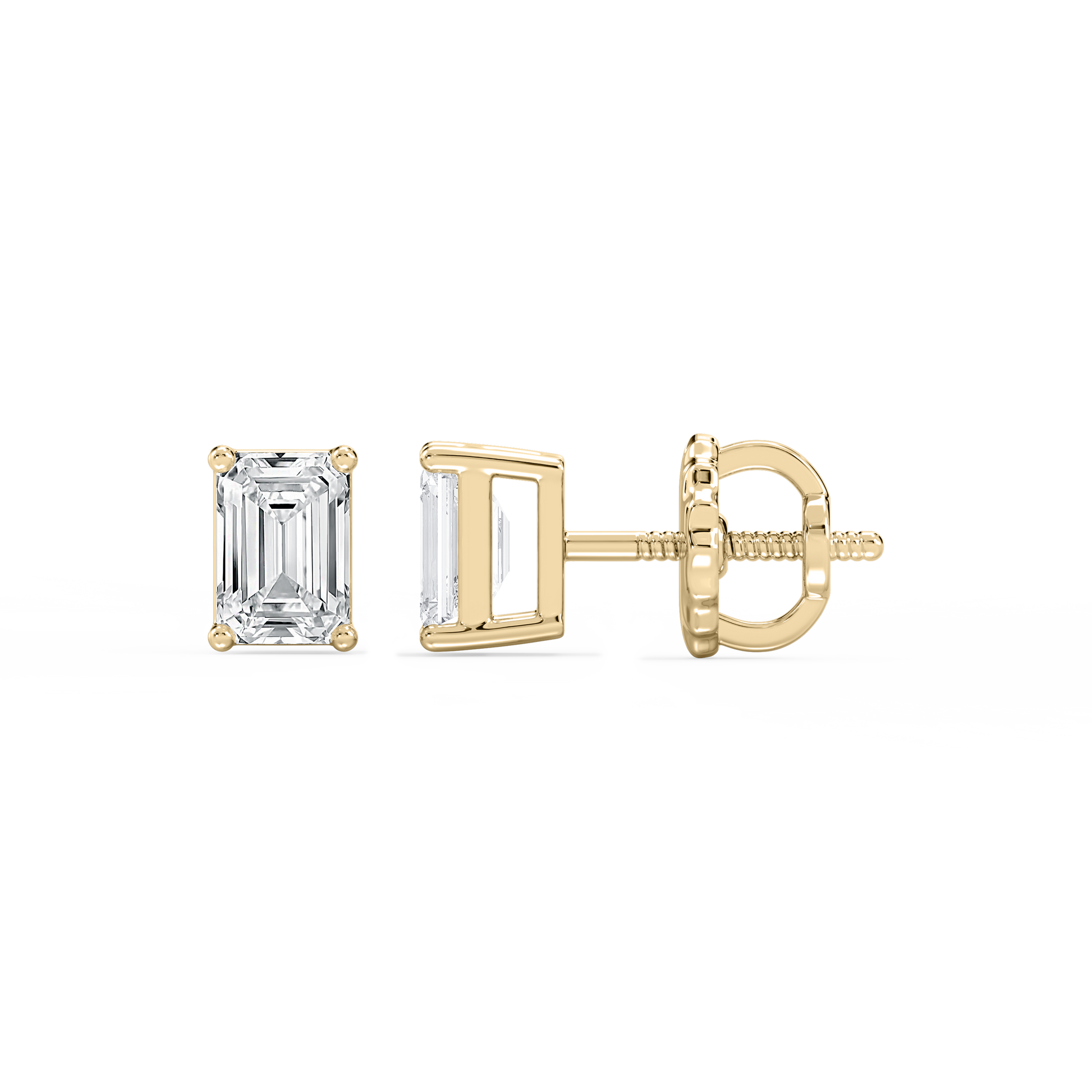 Lovea Mia Ohrstecker Schraubverschluss – Smaragdschliff – Gelbgold