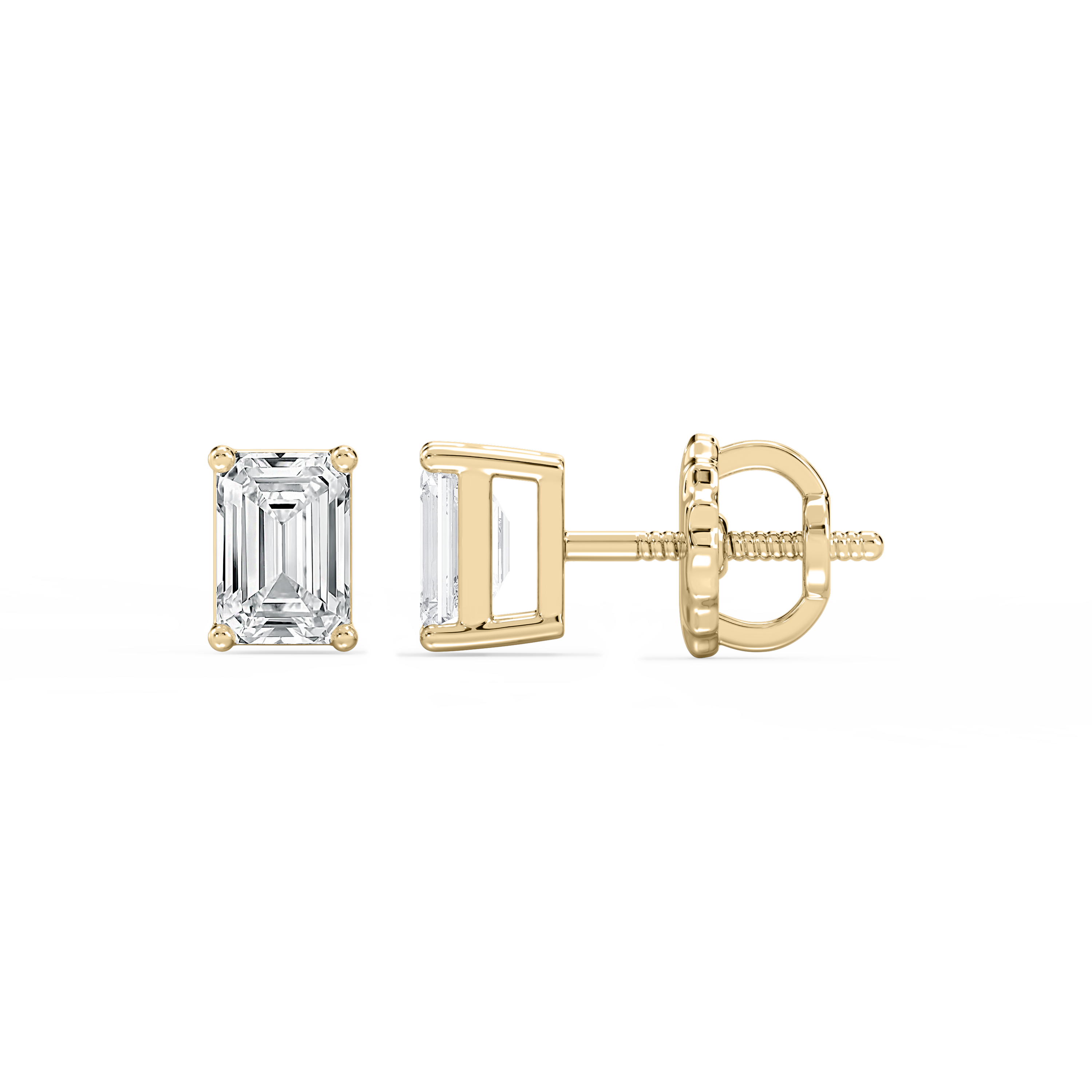 Lovea Mia Ohrstecker Schraubverschluss – Smaragdschliff – Gelbgold