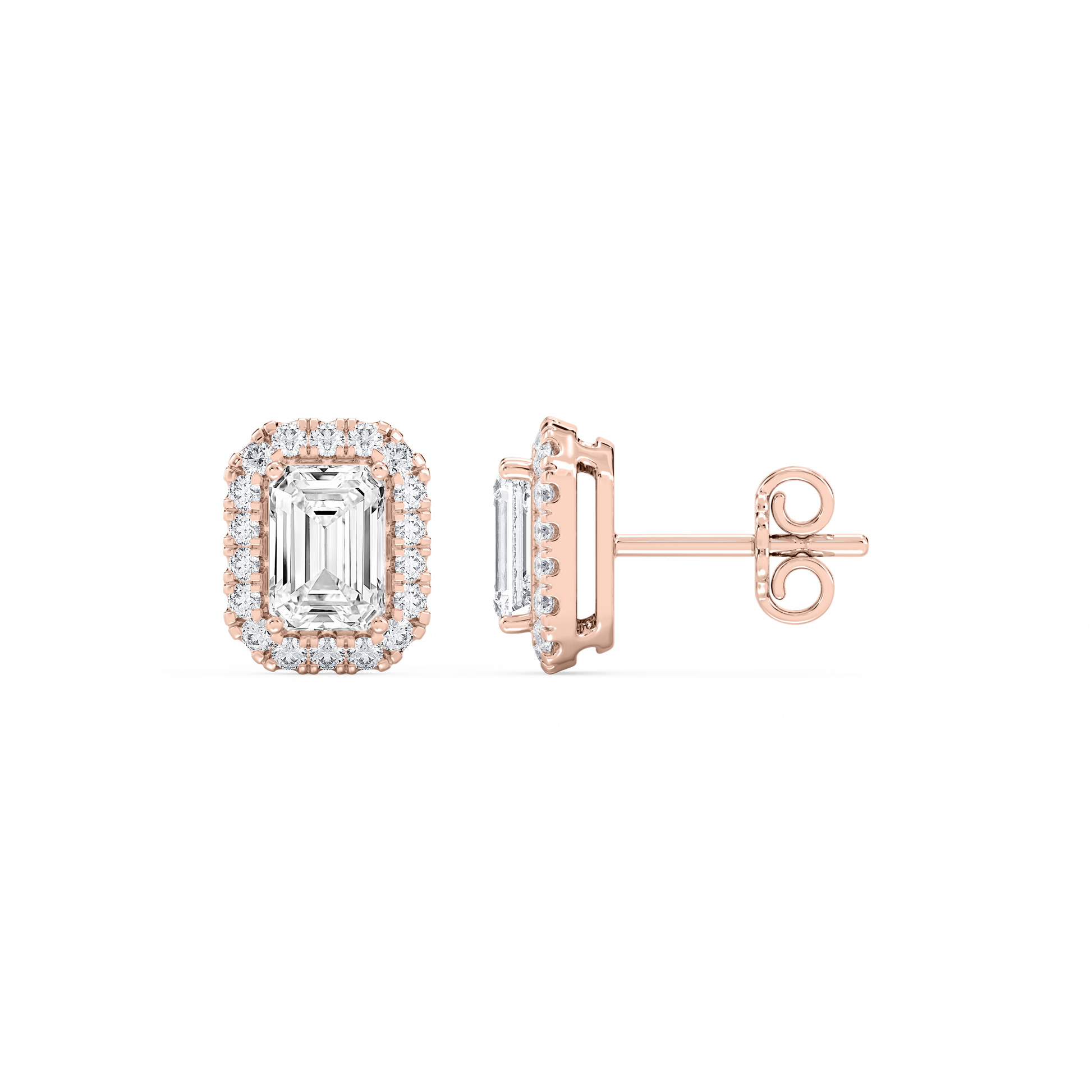 Lovea Pia Ohrstecker – Smaragdschliff – Roségold