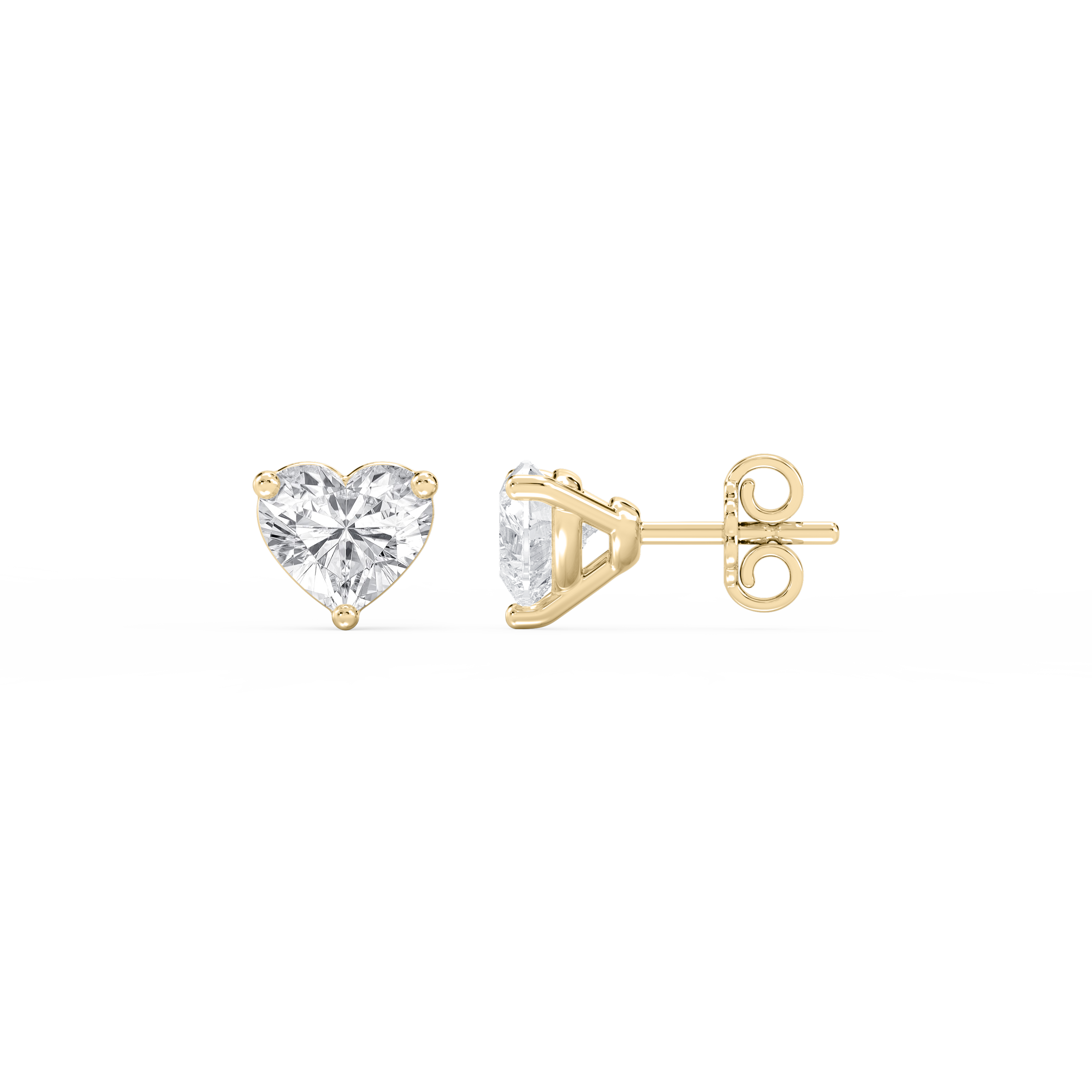 Lovea Nora Ohrstecker Steckverschluss – Herzschliff – Gelbgold