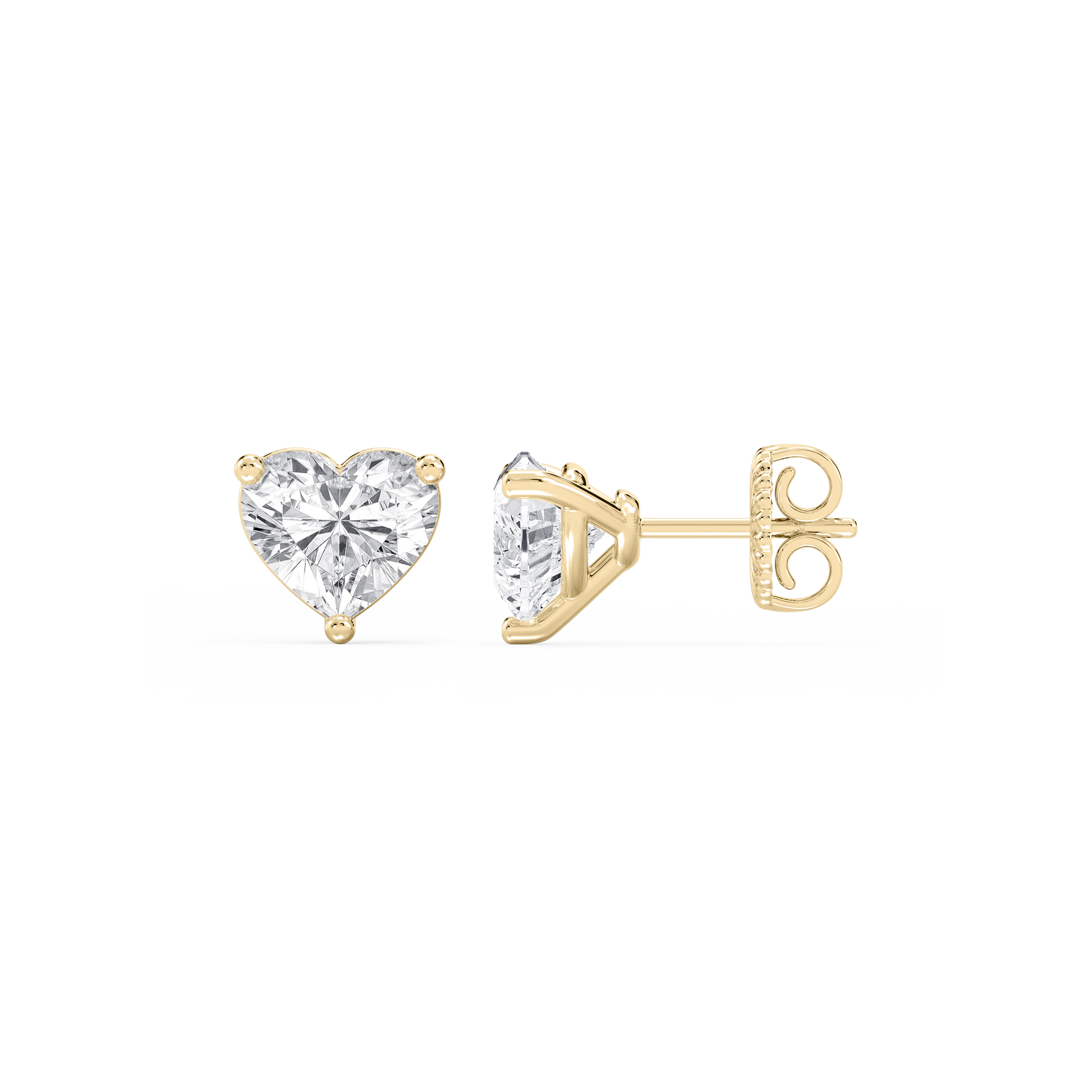 Lovea Nora Ohrstecker Steckverschluss – Herzschliff – Gelbgold