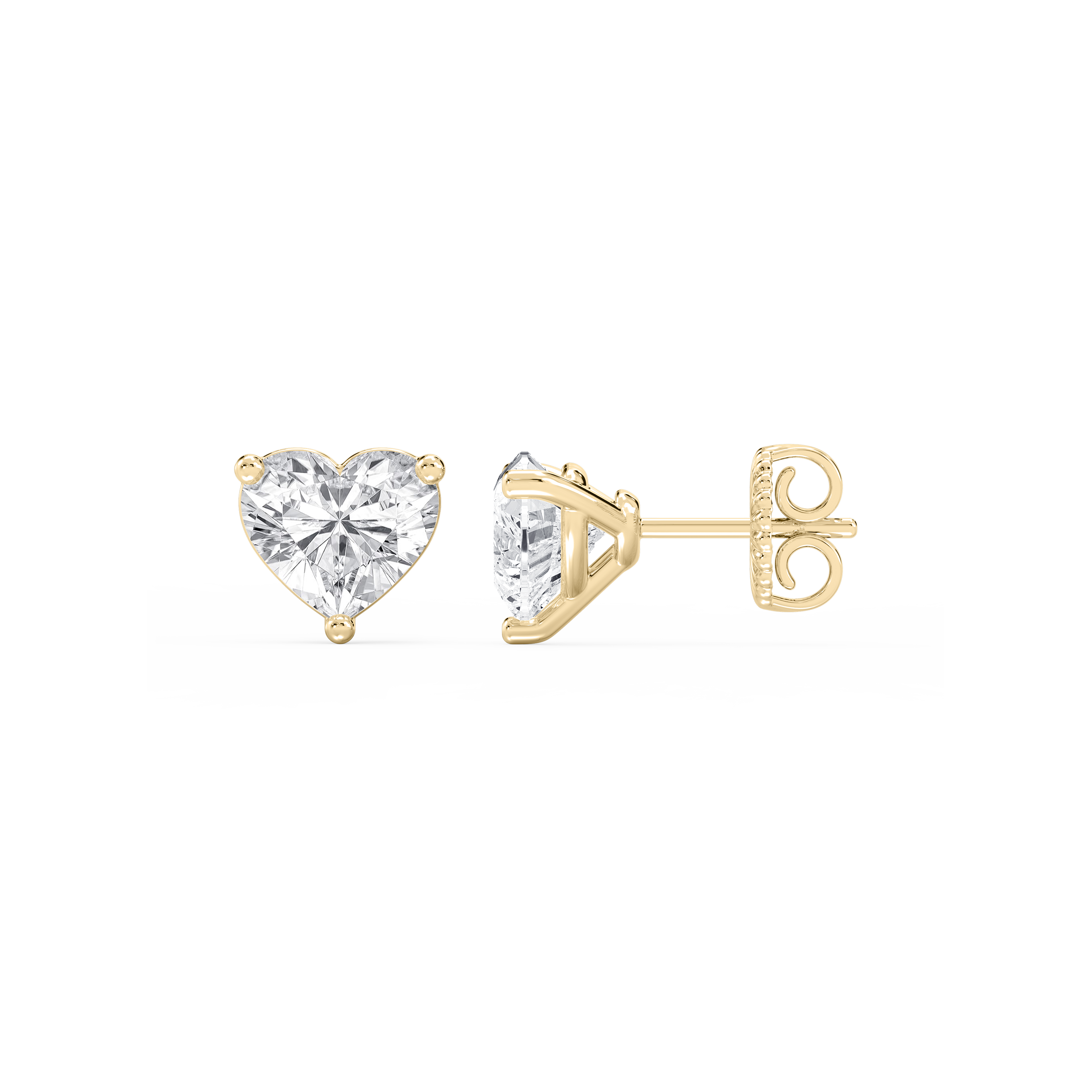 Lovea Nora Ohrstecker Steckverschluss – Herzschliff – Gelbgold