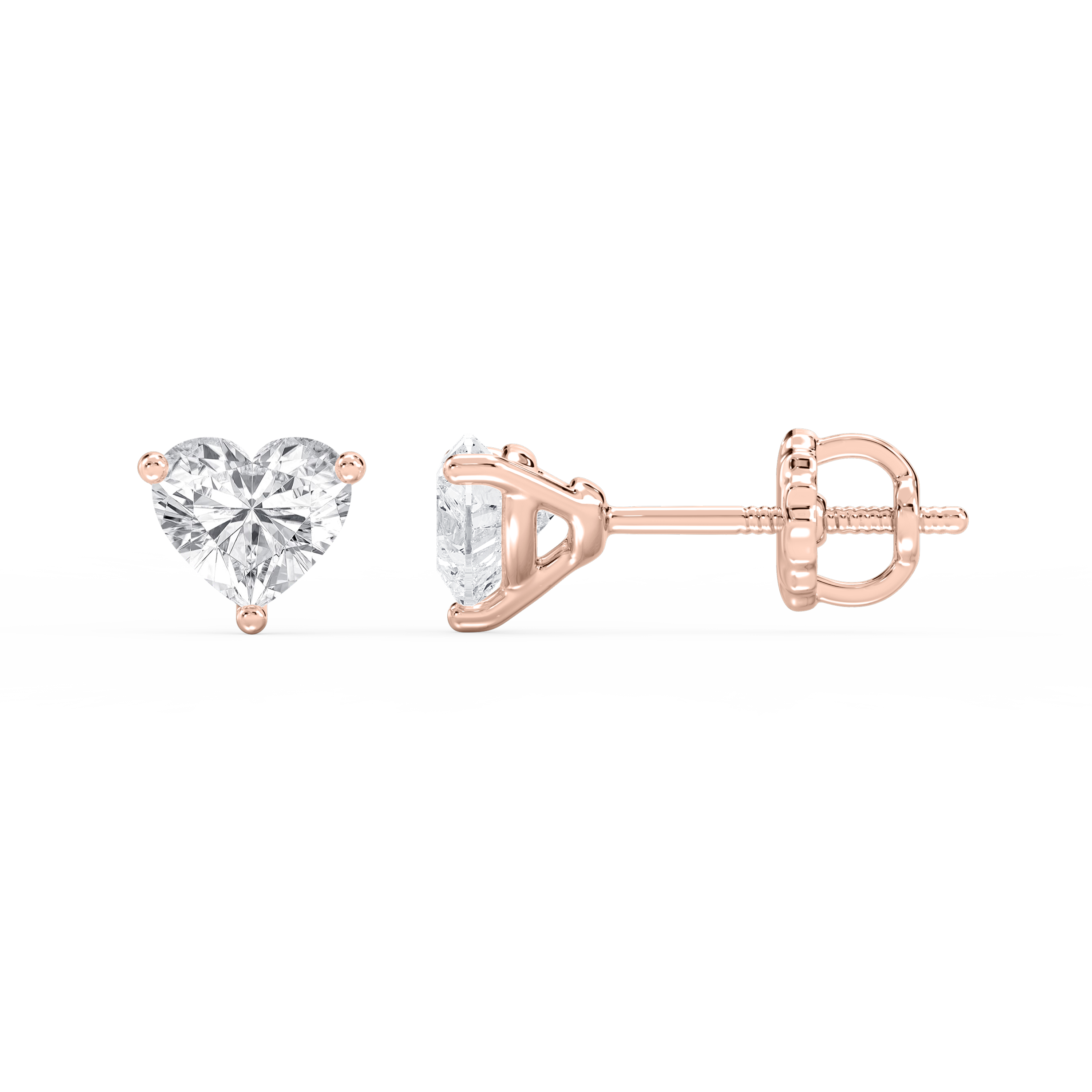 Lovea Nora Ohrstecker Schraubverschluss – Herzschliff – Roségold