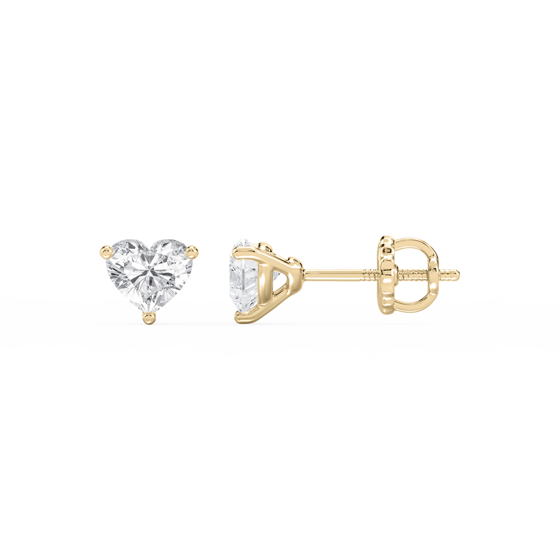 Lovea Nora Ohrstecker Schraubverschluss – Herzschliff – Gelbgold