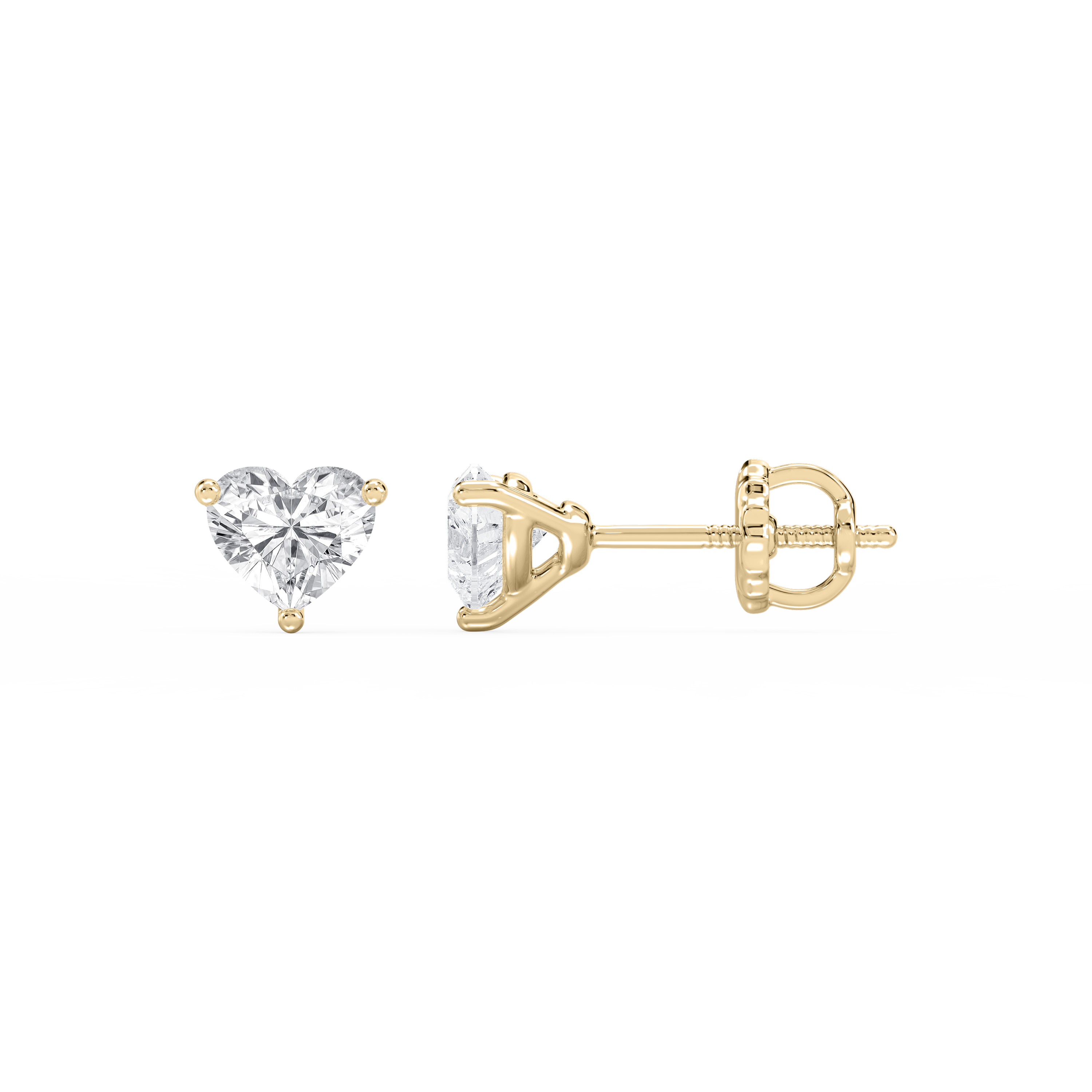 Lovea Nora Ohrstecker Schraubverschluss – Herzschliff – Gelbgold