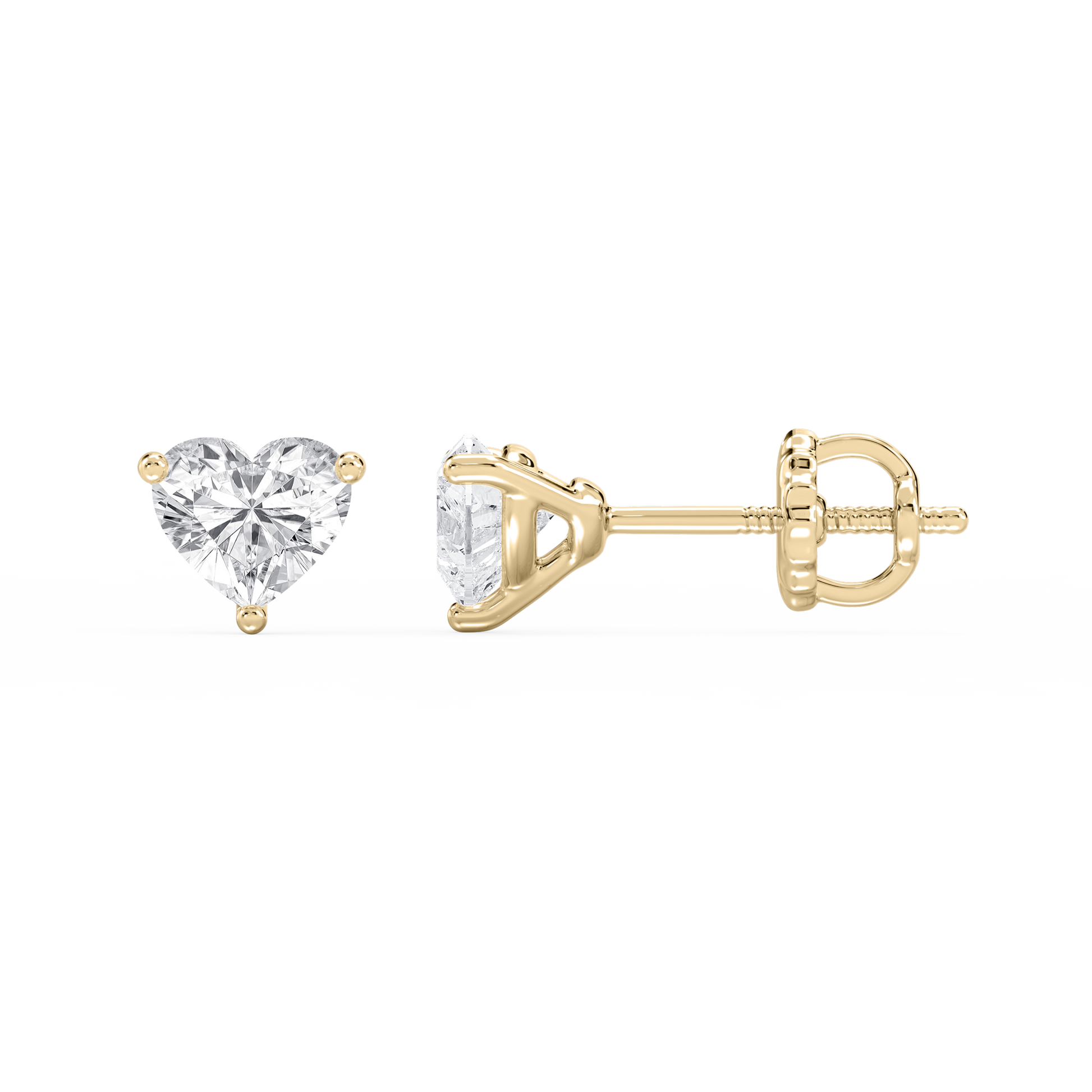 Lovea Nora Ohrstecker Schraubverschluss – Herzschliff – Gelbgold