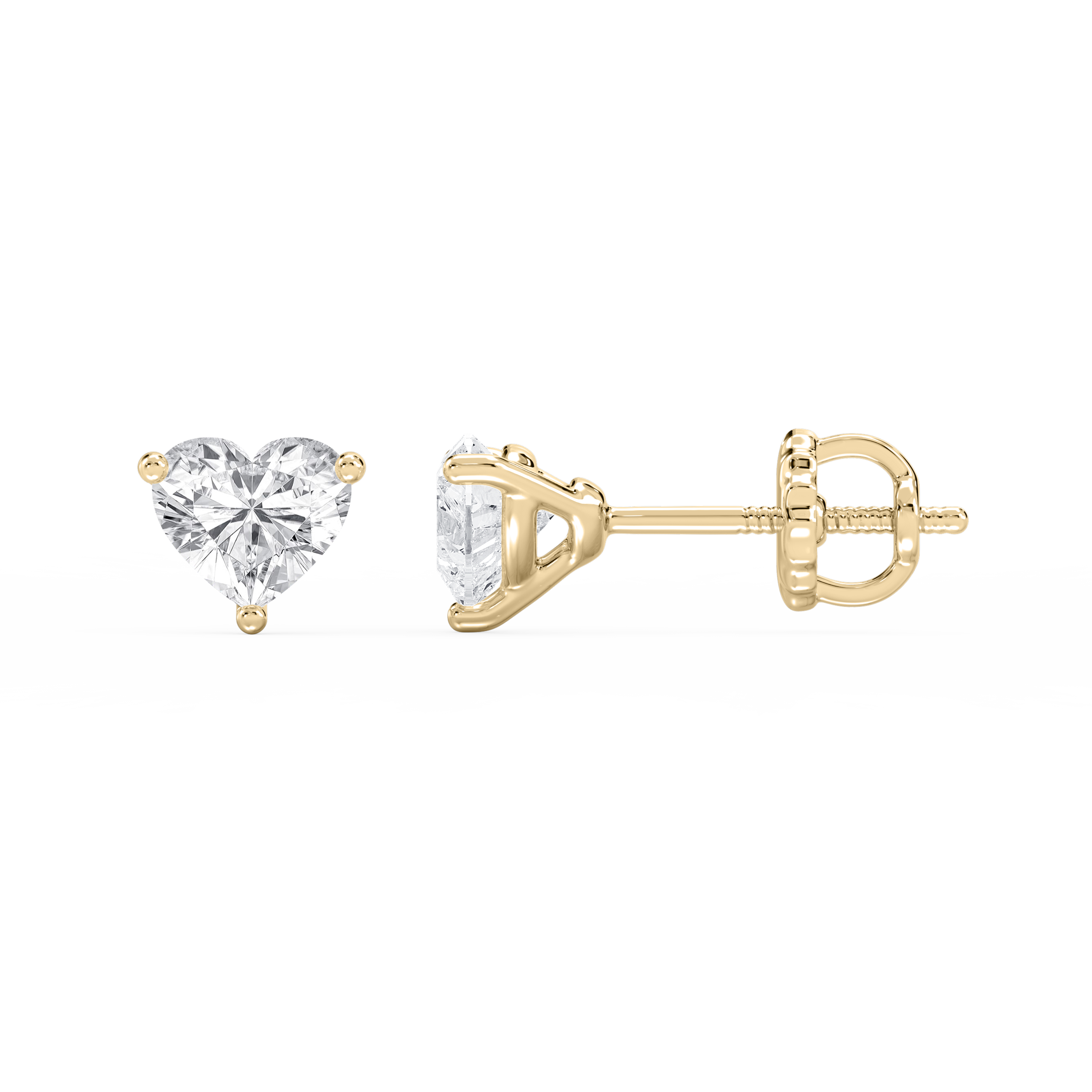 Lovea Nora Ohrstecker Schraubverschluss – Herzschliff – Gelbgold