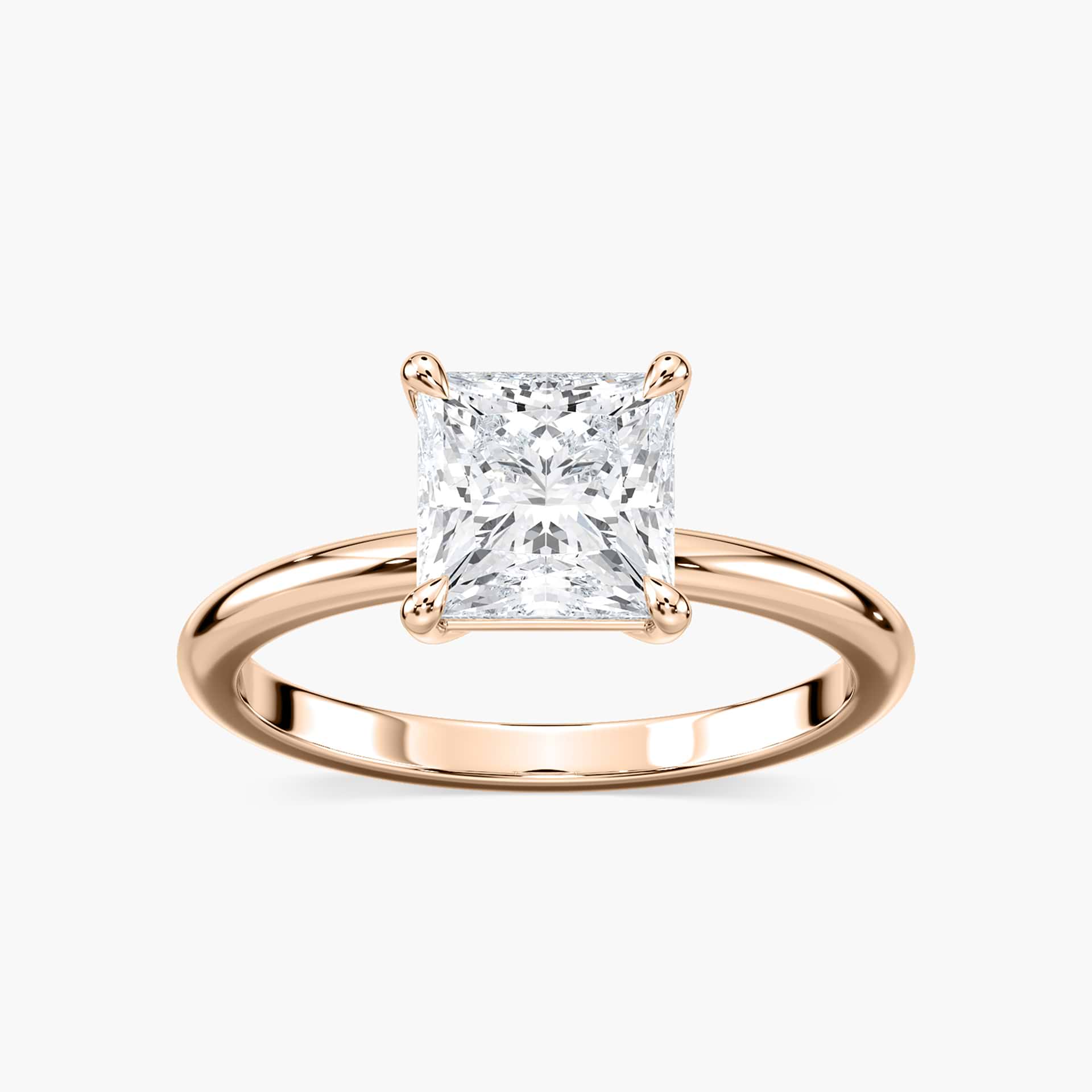 Lovea Clara Solitaire Verlobungsring Prinzessschliff – Roségold