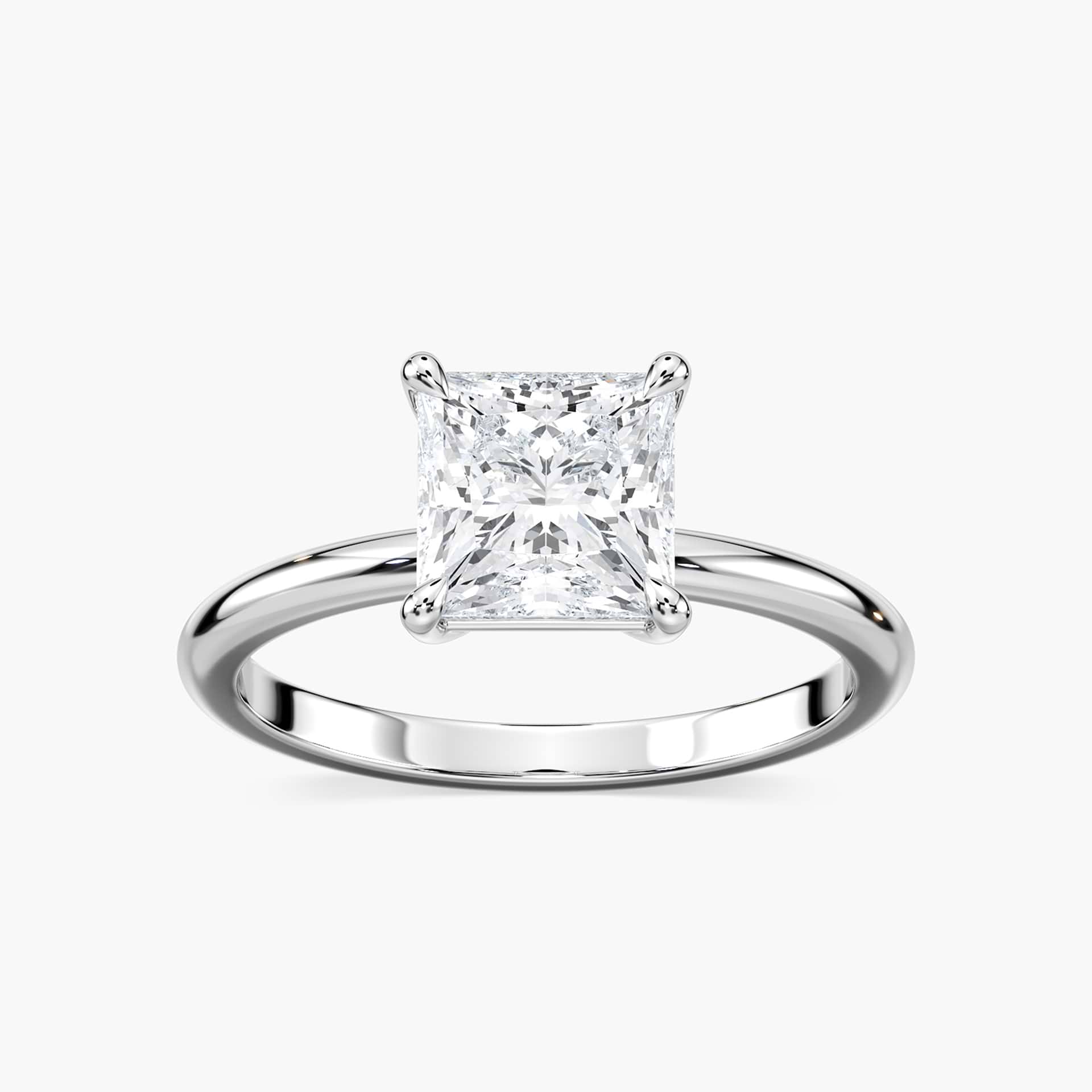 Lovea Clara Solitaire Verlobungsring Prinzessschliff – Weißgold