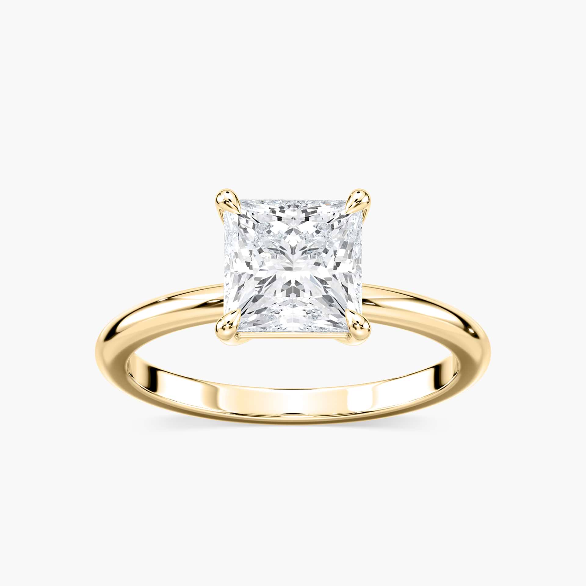 Lovea Clara Solitaire Verlobungsring Prinzessschliff – Gelbgold