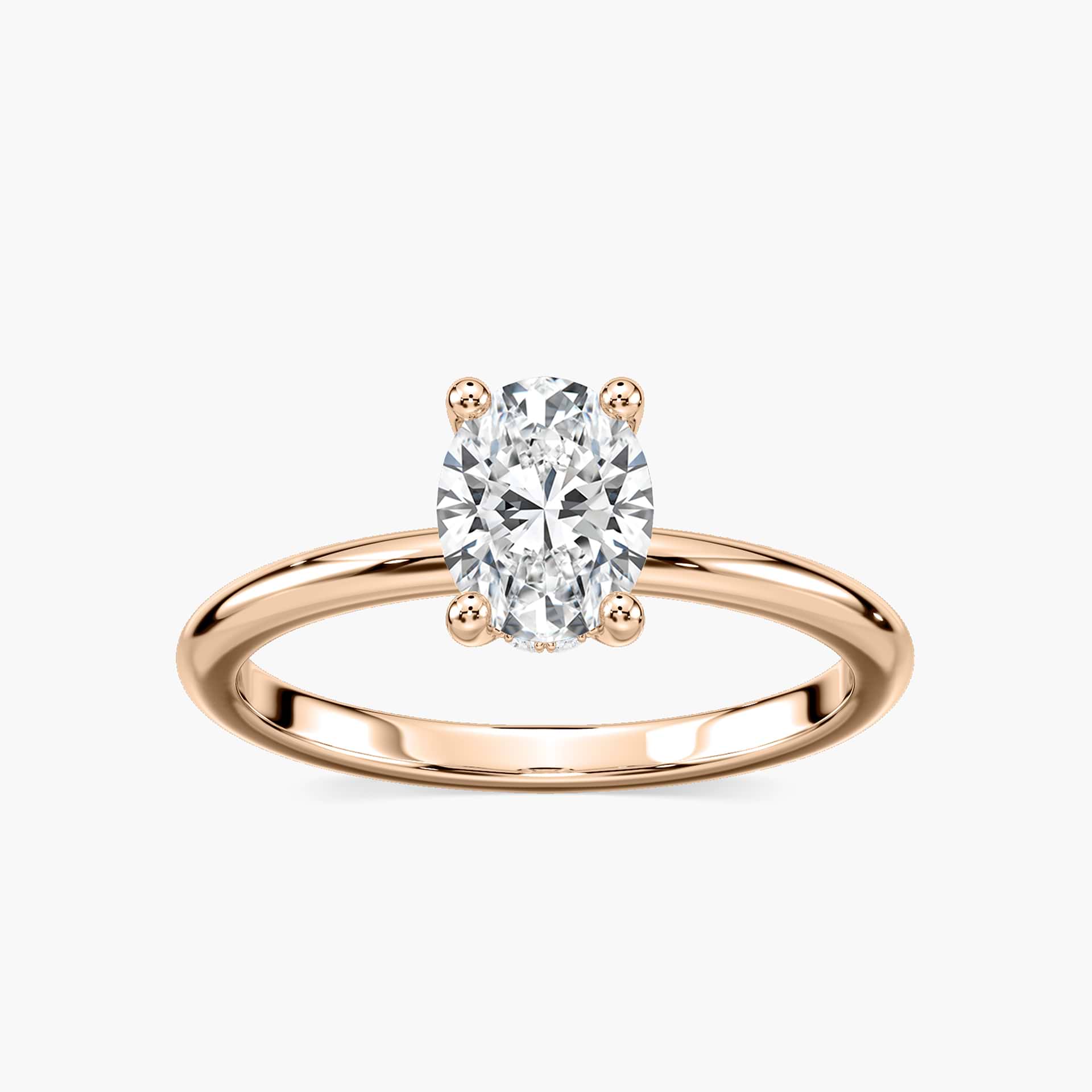 Lovea Greta Hidden Halo Verlobungsring Ovalschliff – Roségold