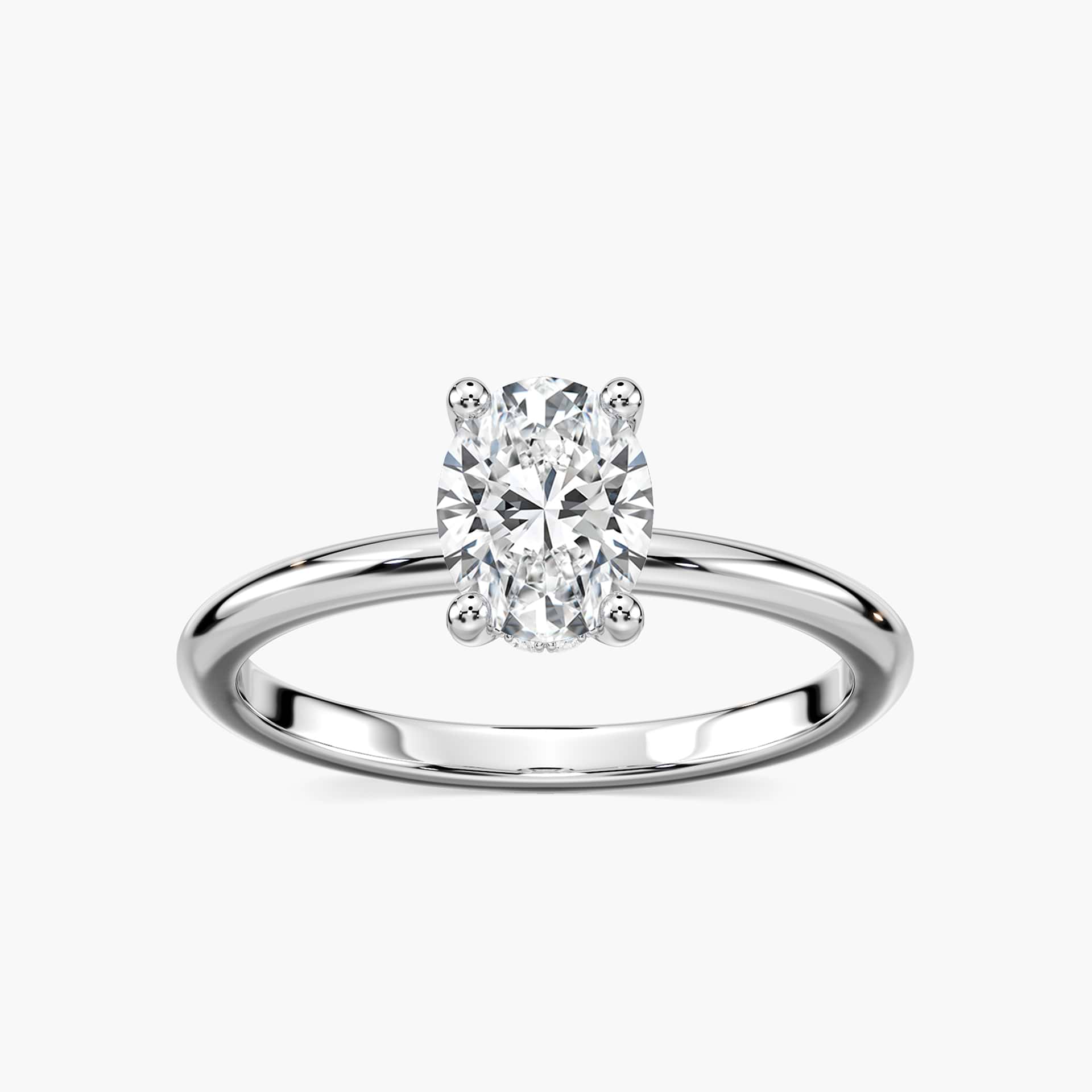 Lovea Greta Hidden Halo Verlobungsring Ovalschliff – Weißgold