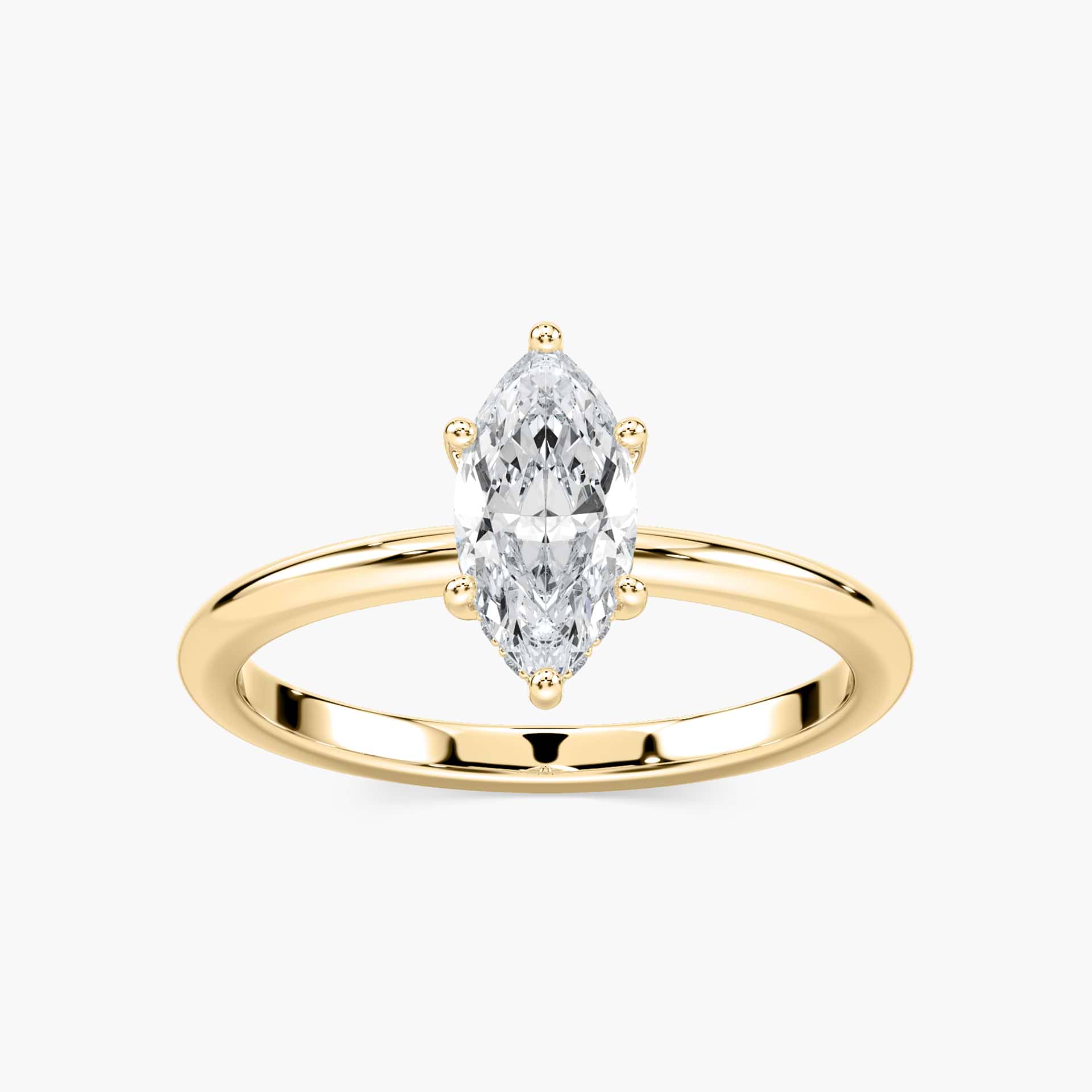 Lovea Greta Hidden Halo Verlobungsring Marquiseschliff – Gelbgold