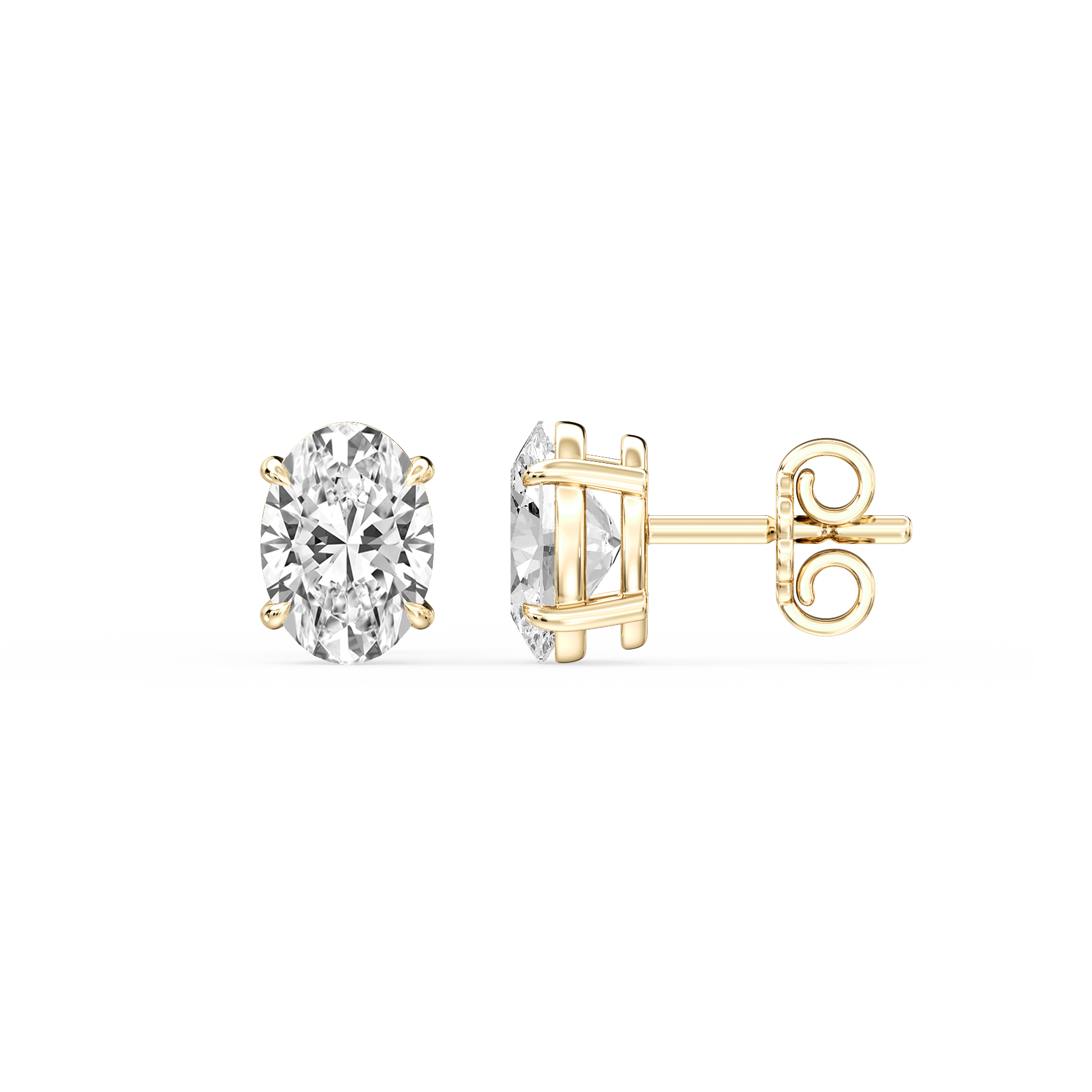 Lovea Lena Ohrstecker Steckverschluss – Ovalschliff – Gelbgold