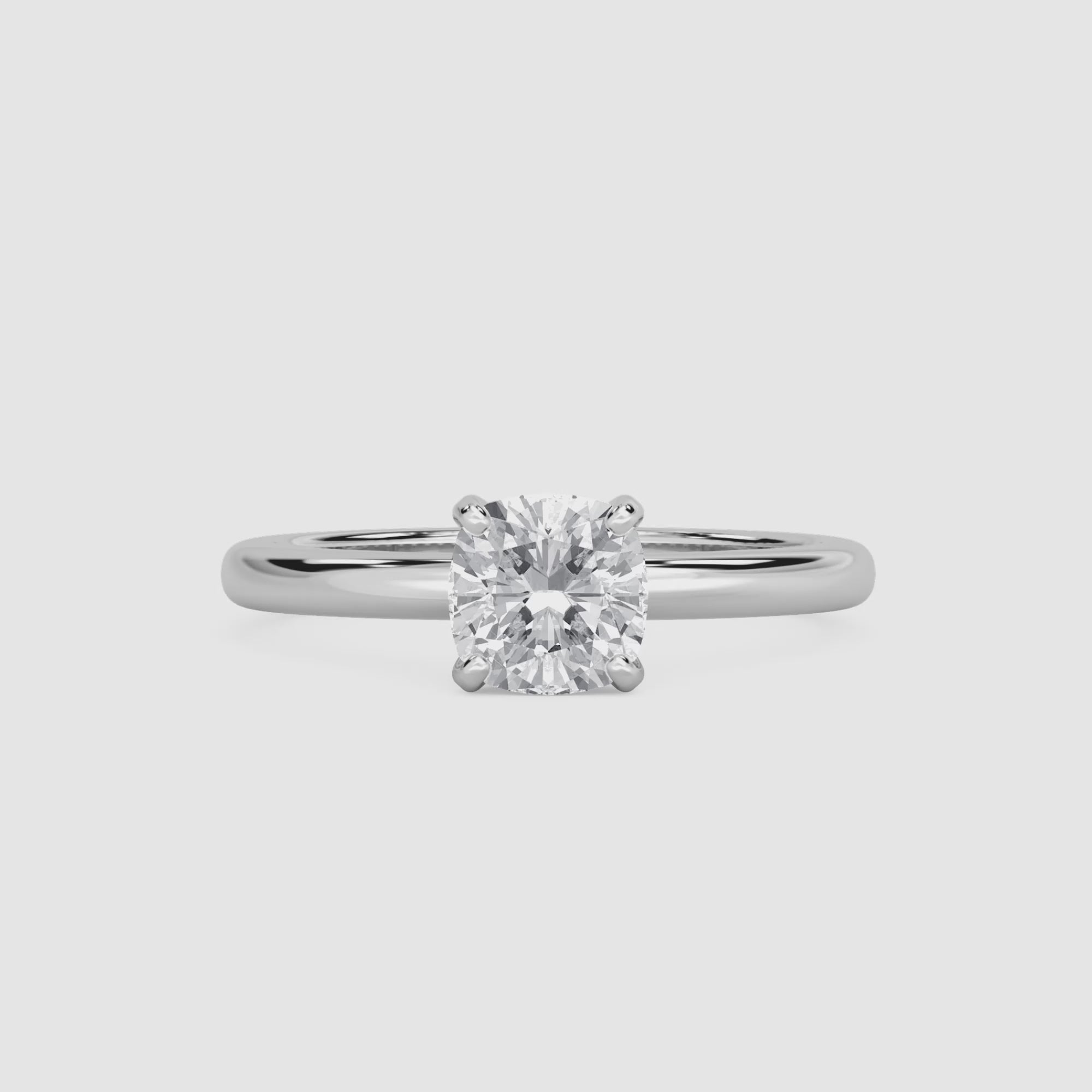Video laden: Emilia Solitaire Verlobungsring – Kissenschliff – Weißgold – Video