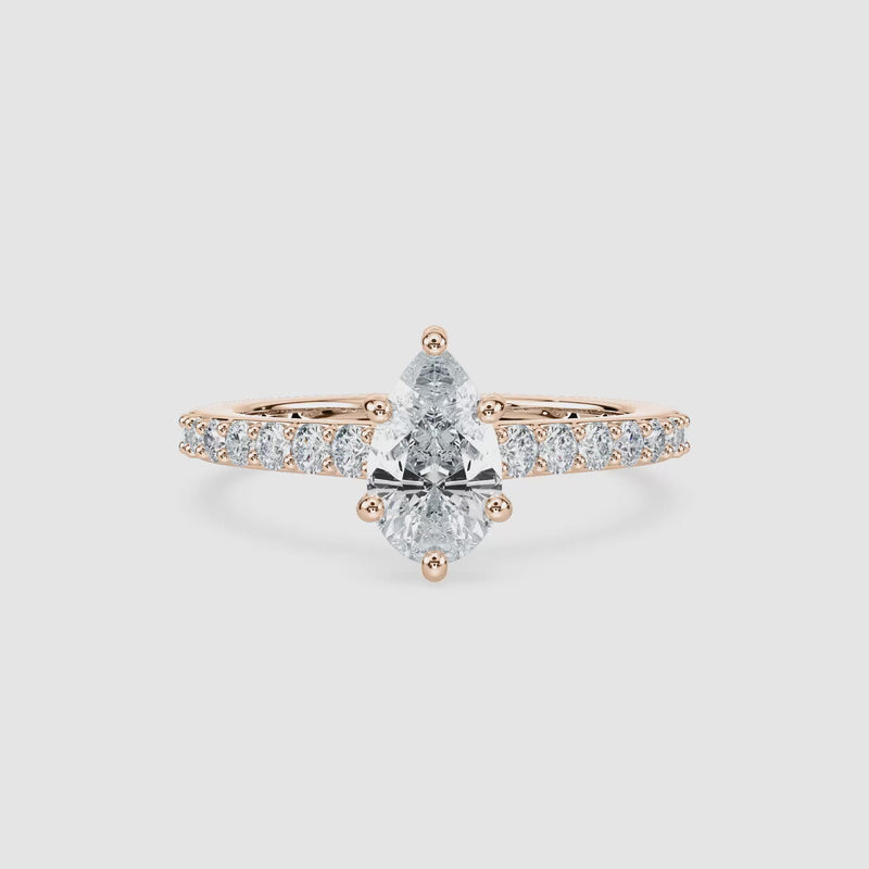 Hannah Hidden Halo Verlobungsring – Tropfenschliff – Roségold – Video
