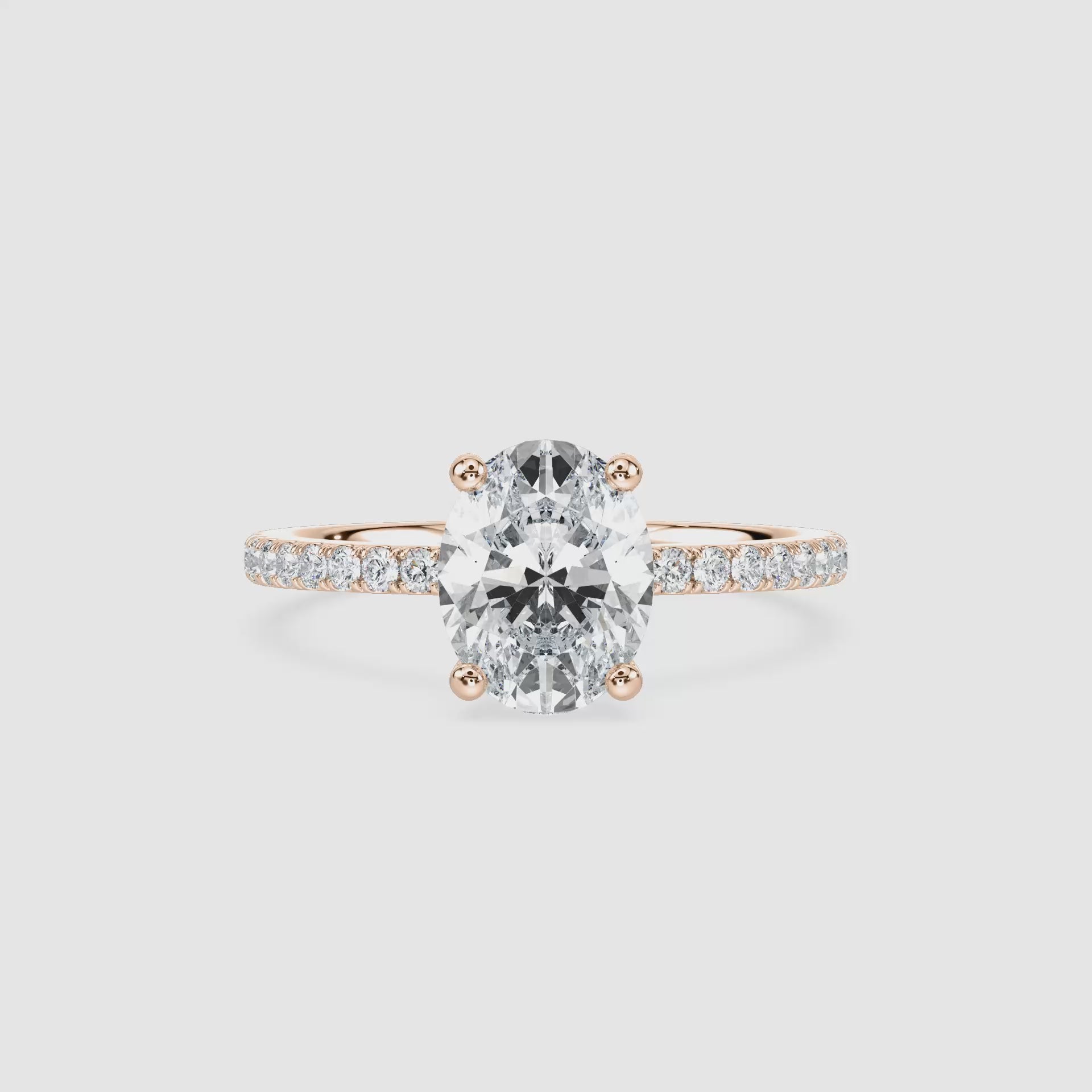 Video laden: Luisa Hidden Halo Verlobungsring – Ovalschliff – Roségold – Video