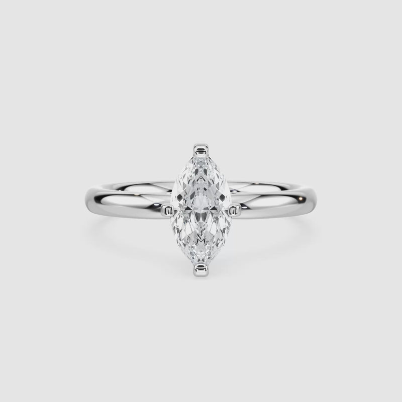 Emilia Solitaire Verlobungsring – Marquiseschliff – Weißgold – Video
