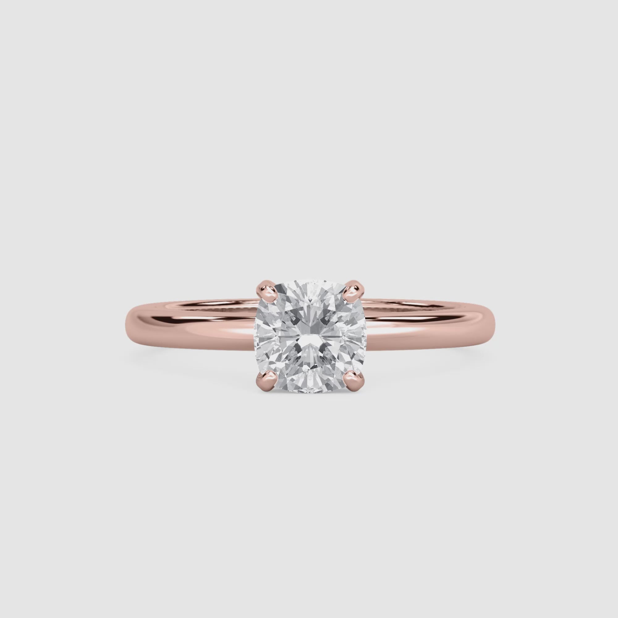 Video laden: Emilia Solitaire Verlobungsring – Kissenschliff – Roségold – Video