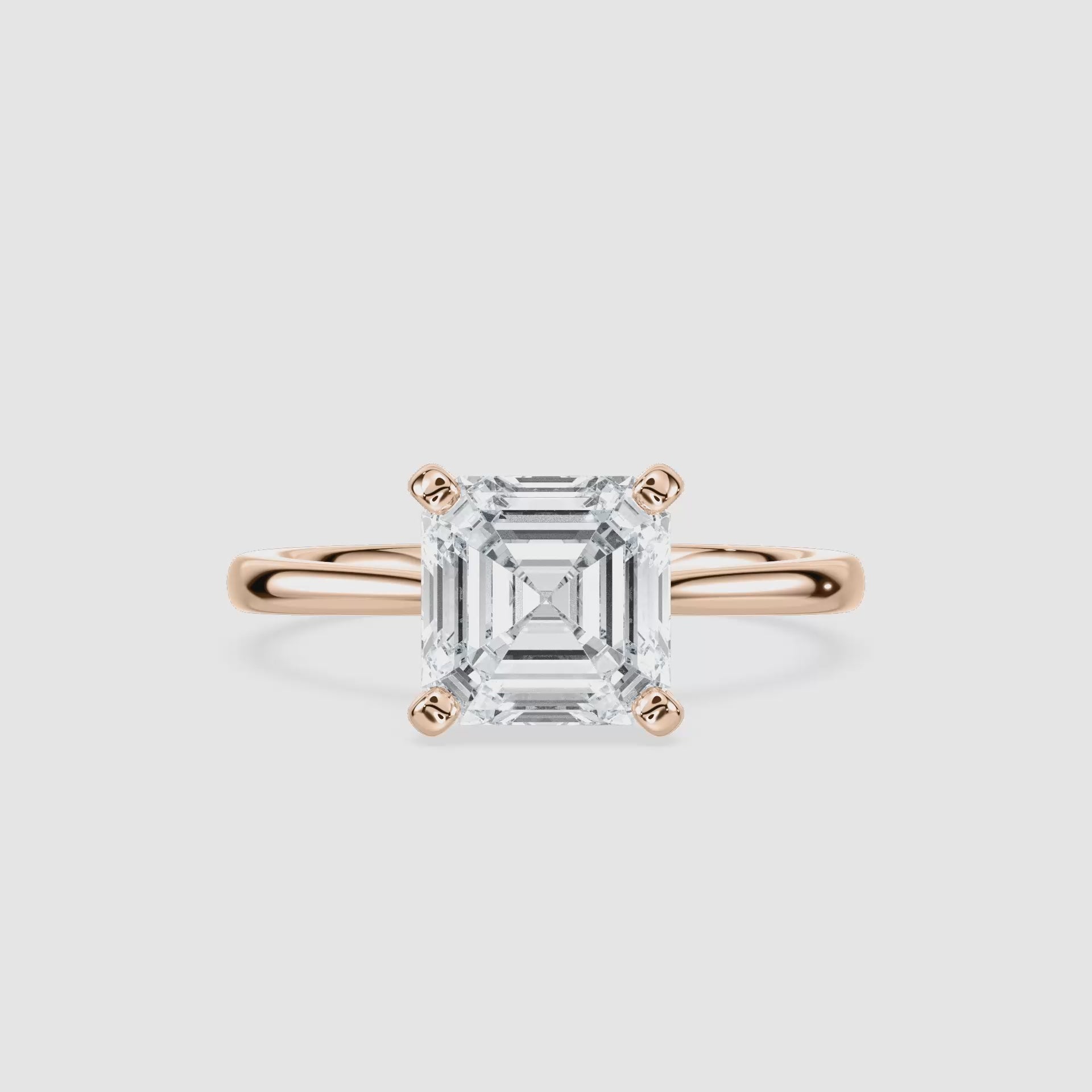 Video laden: Sophie Kathedrale-Solitaire Verlobungsring – Asscherschliff – Roségold – Video