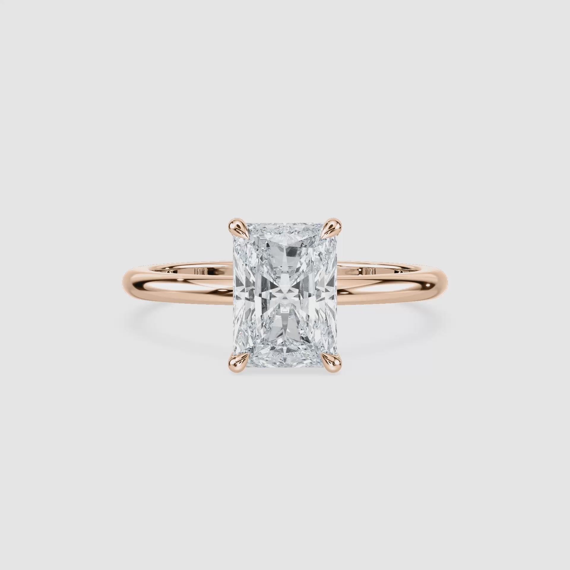 Video laden: Clara Solitaire Verlobungsring – Radiantschliff – Roségold – Video
