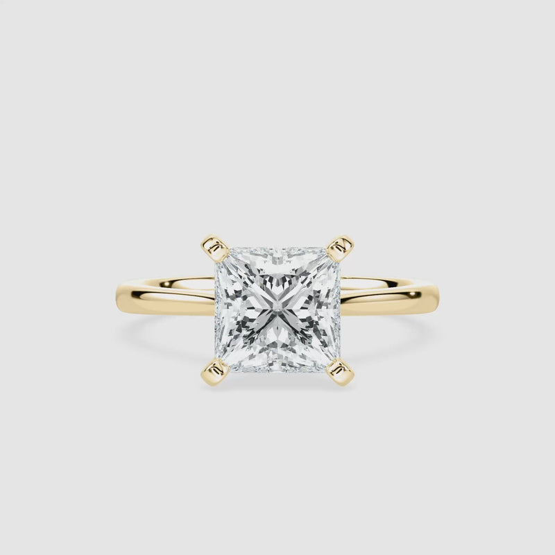 Sophie Kathedrale-Solitaire Verlobungsring – Prinzessschliff – Gelbgold – Video