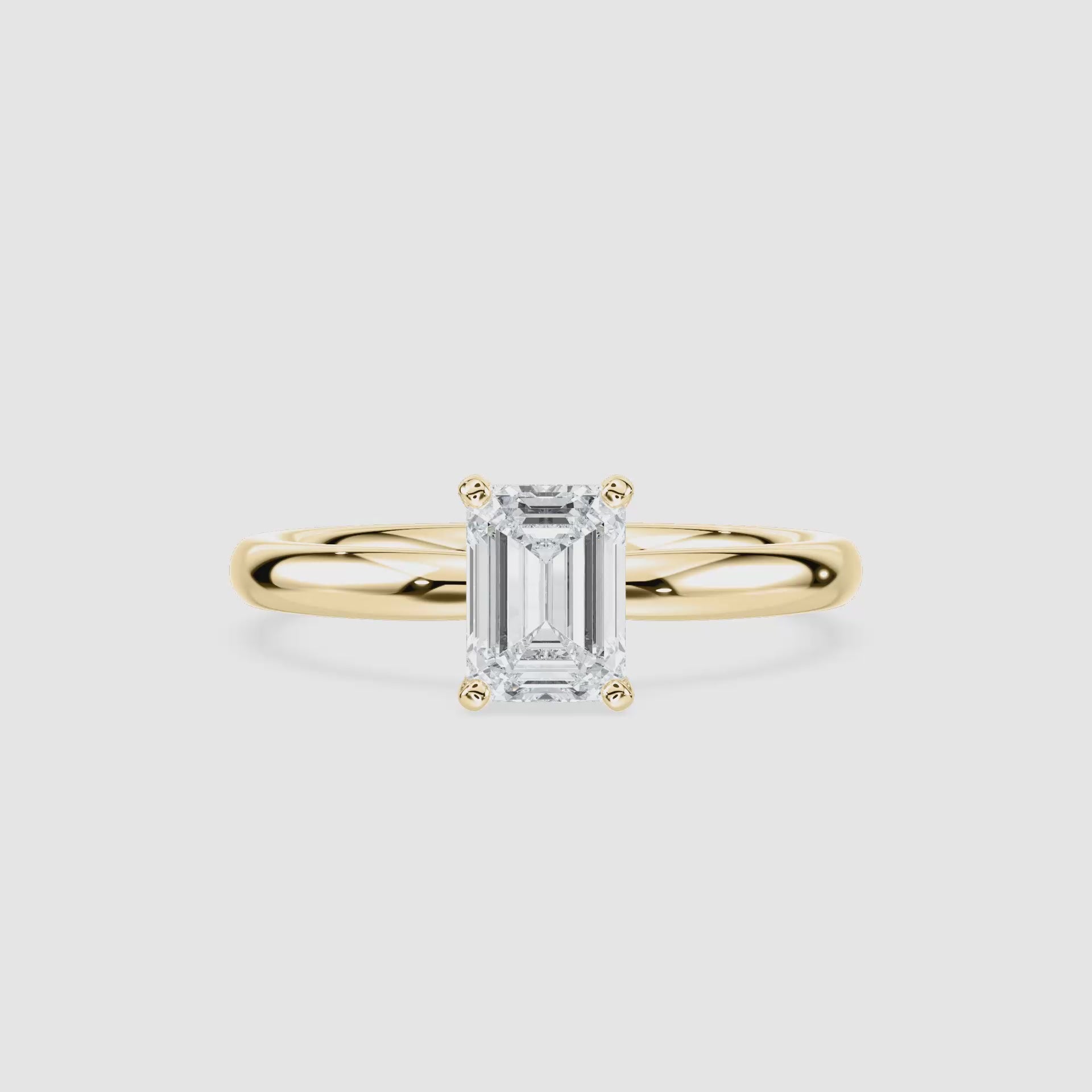 Video laden: Emilia Solitaire Verlobungsring – Smaragdschliff – Video