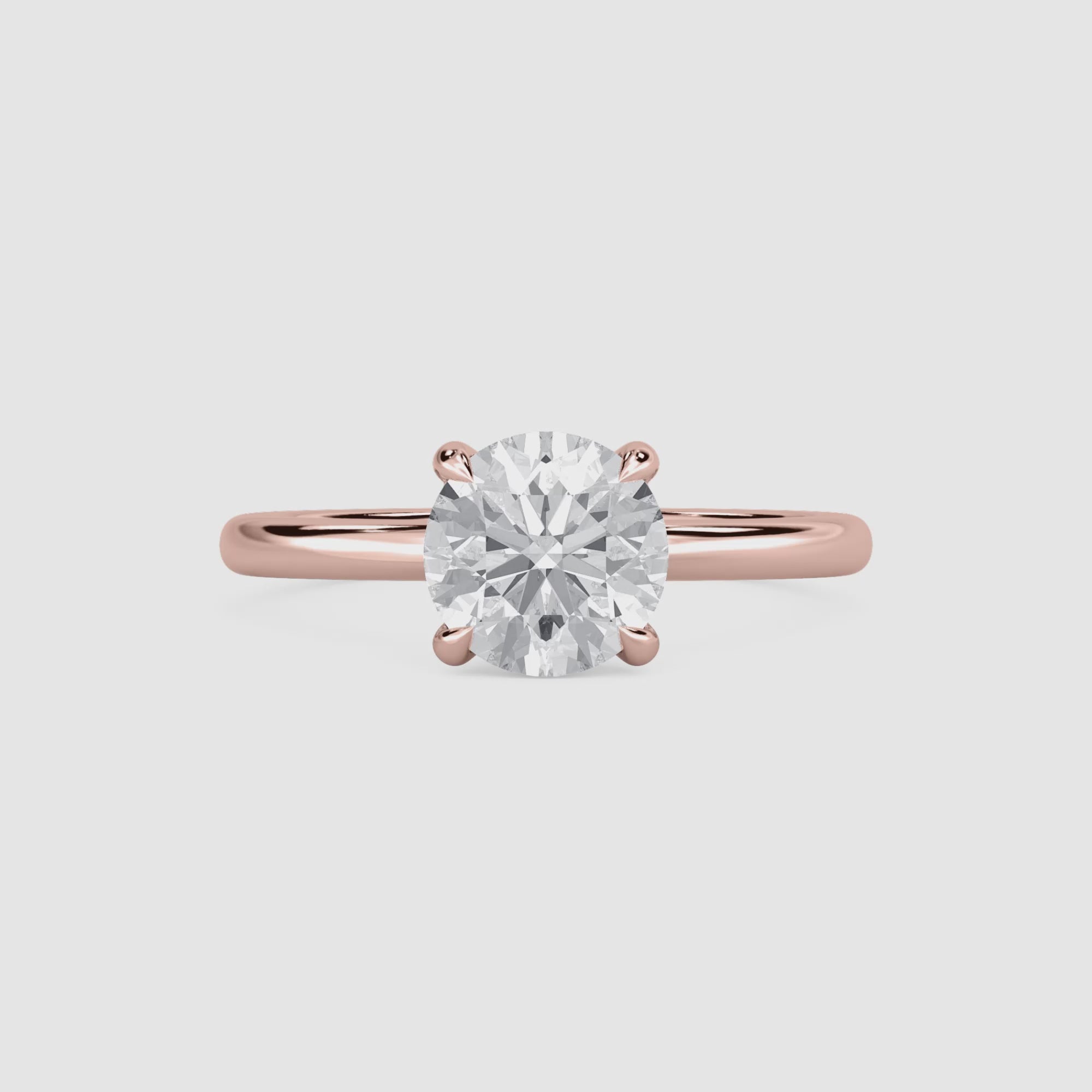 Video laden: Clara Solitaire Verlobungsring – Rundschliff – Roségold – Video