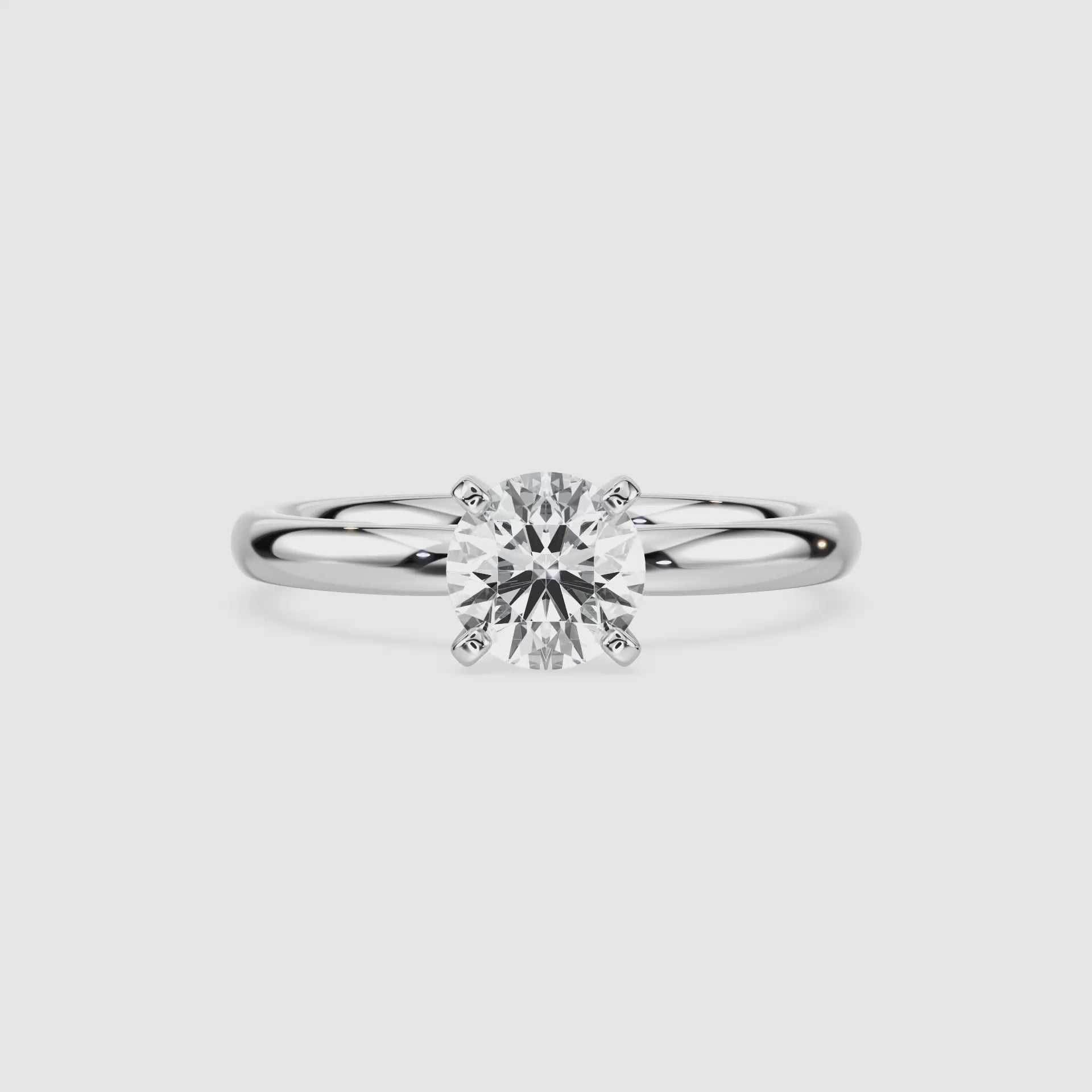 Video laden: Emilia Solitaire Verlobungsring – Rundschliff – Weißgold – Video