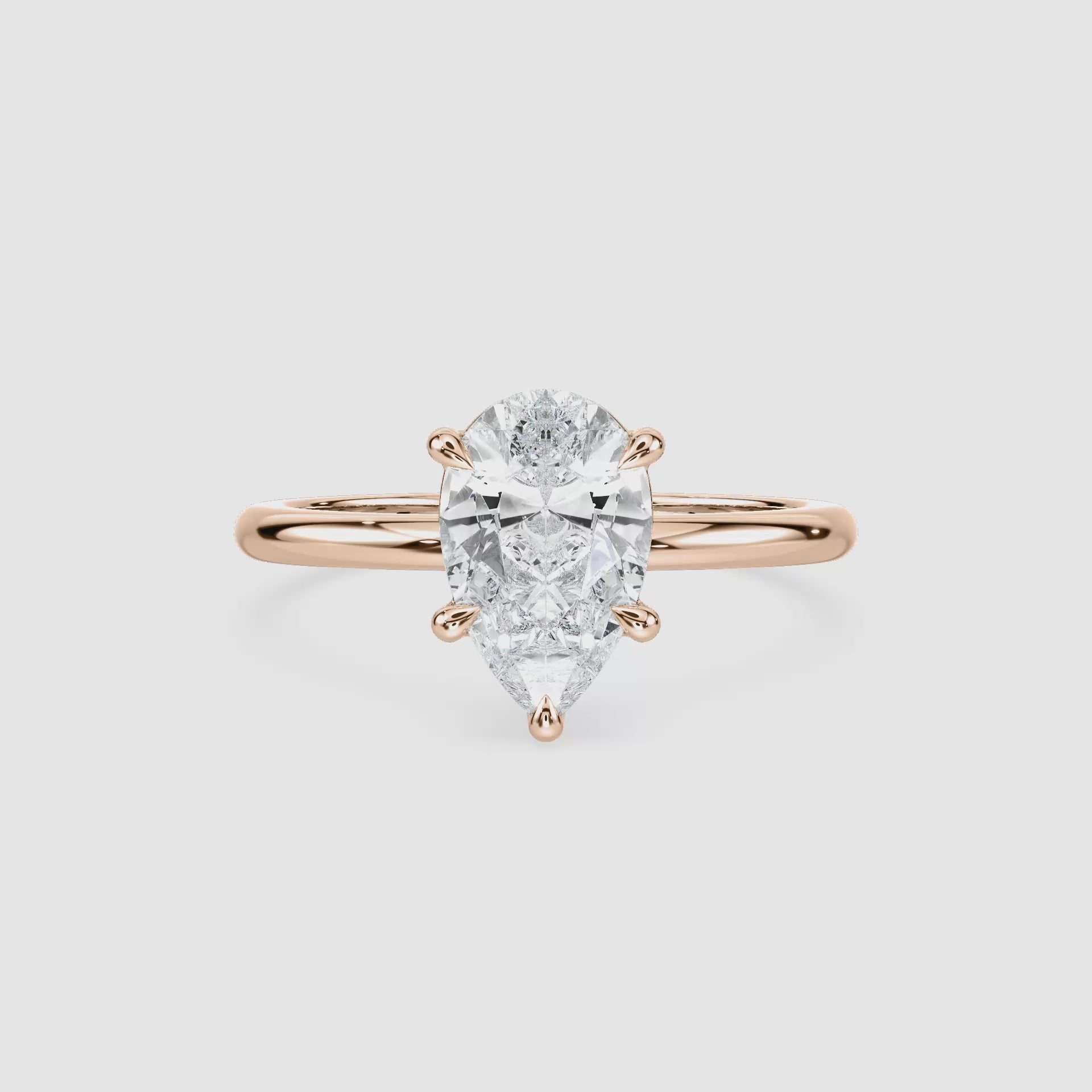 Video laden: Clara Solitaire Verlobungsring – Tropfenschliff – Roségold – Video