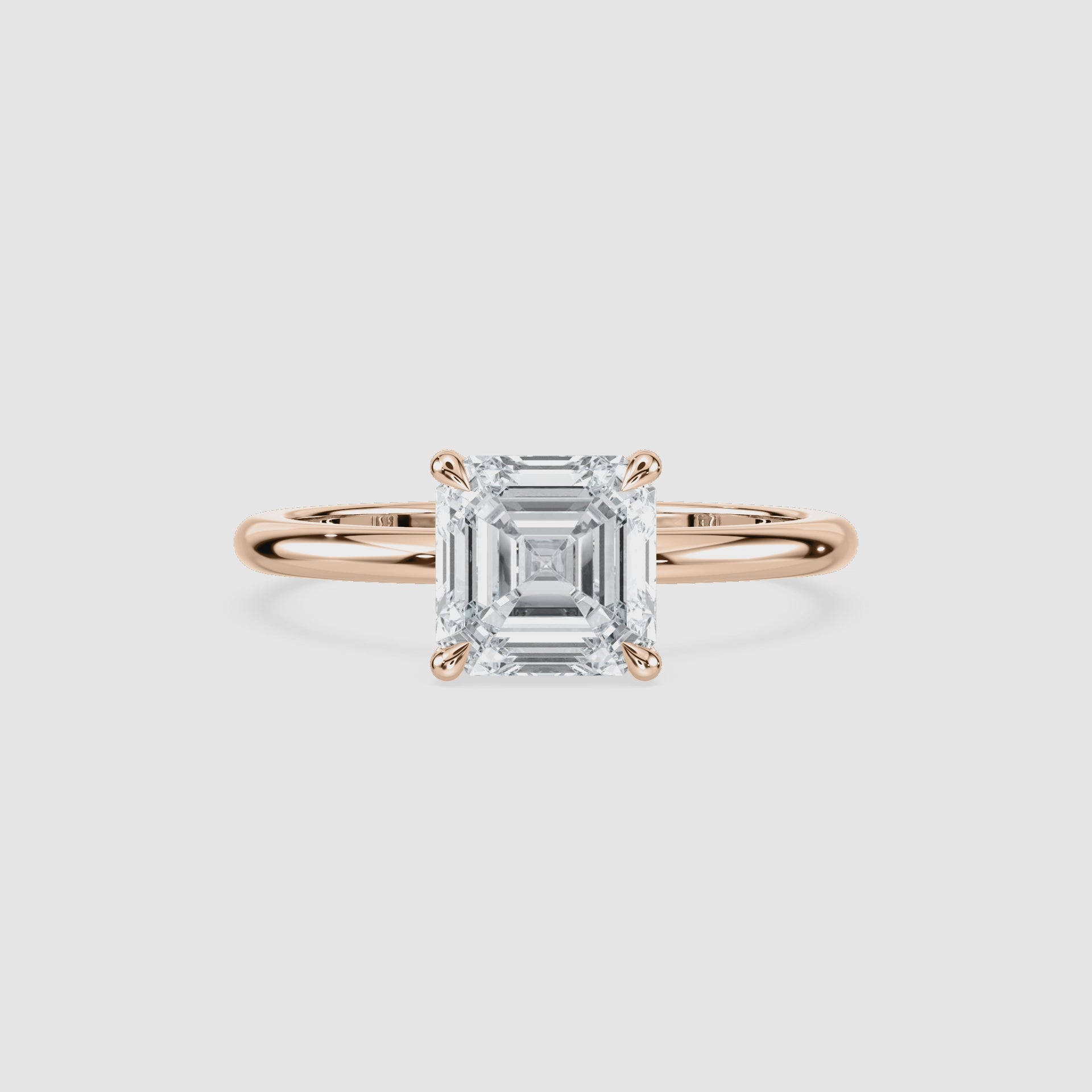 Video laden: Clara Solitaire Verlobungsring – Asscherschliff – Roségold – Video
