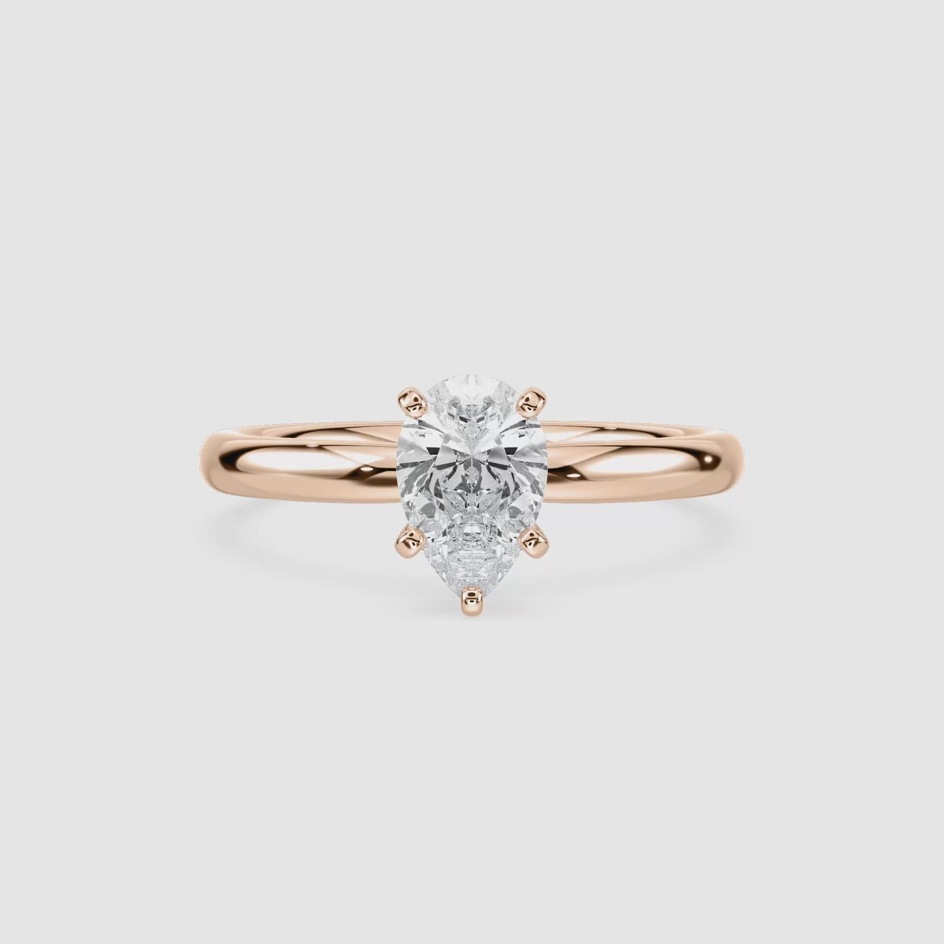 Video laden: Emilia Solitaire Verlobungsring – Tropfenschliff – Roségold – Video
