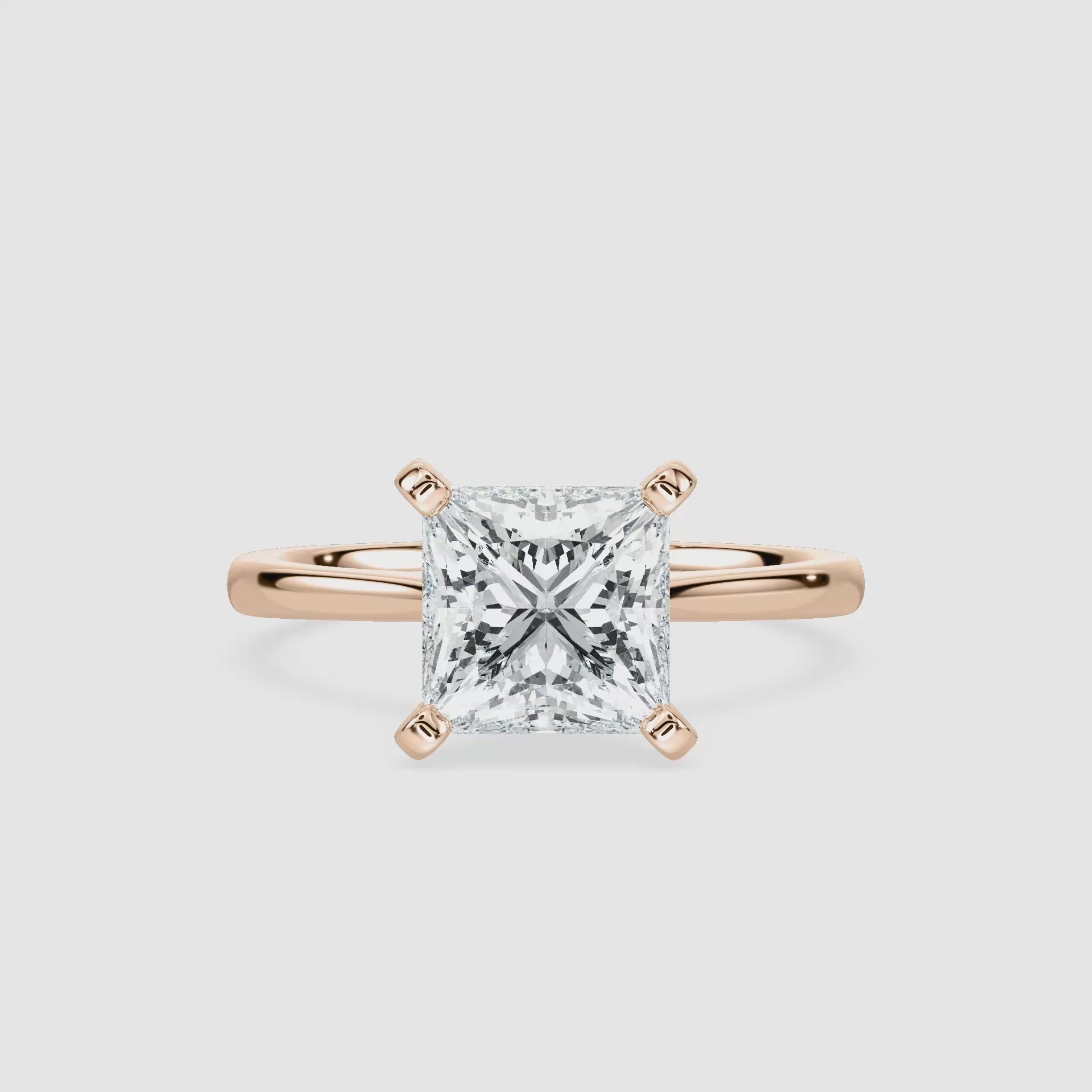 Video laden: Sophie Kathedrale-Solitaire Verlobungsring – Prinzessschliff – Roségold – Video