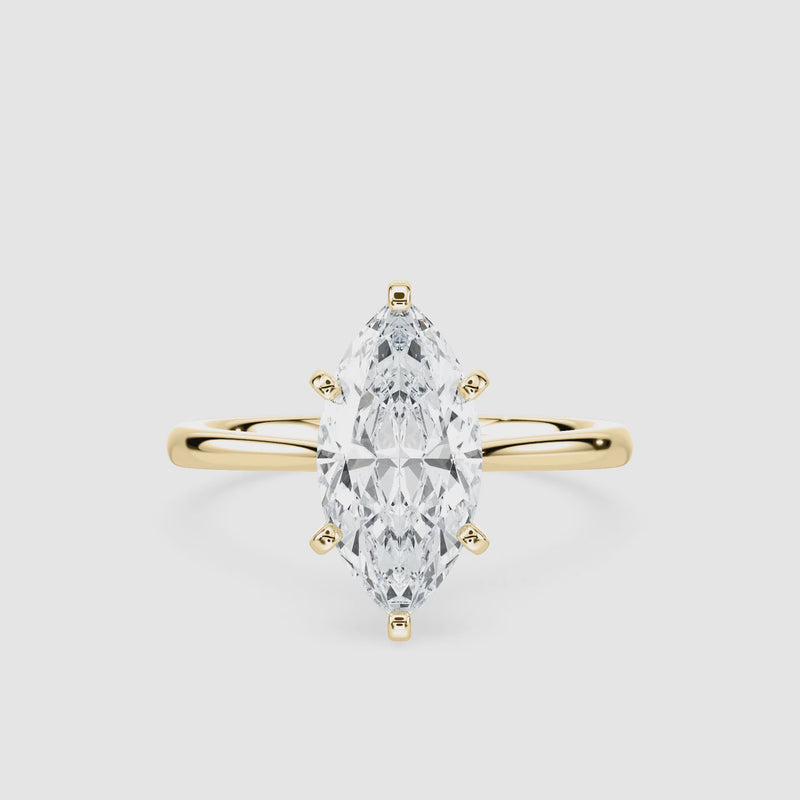 Sophie Kathedrale-Solitaire Verlobungsring – Marquiseschliff – Gelbgold – Video