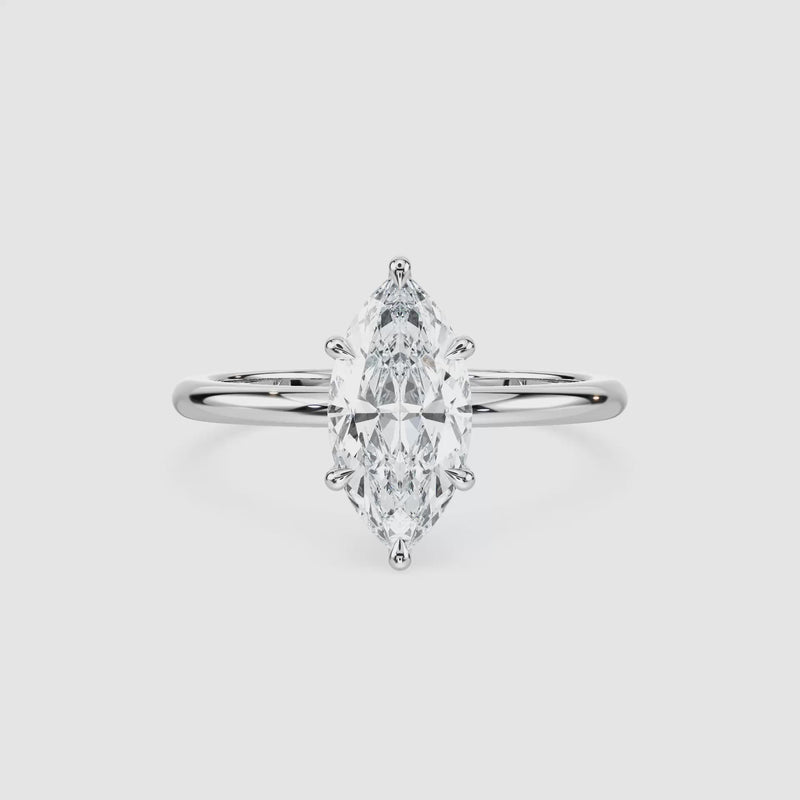 Clara Solitaire Verlobungsring – Marquiseschliff – Weißgold – Video
