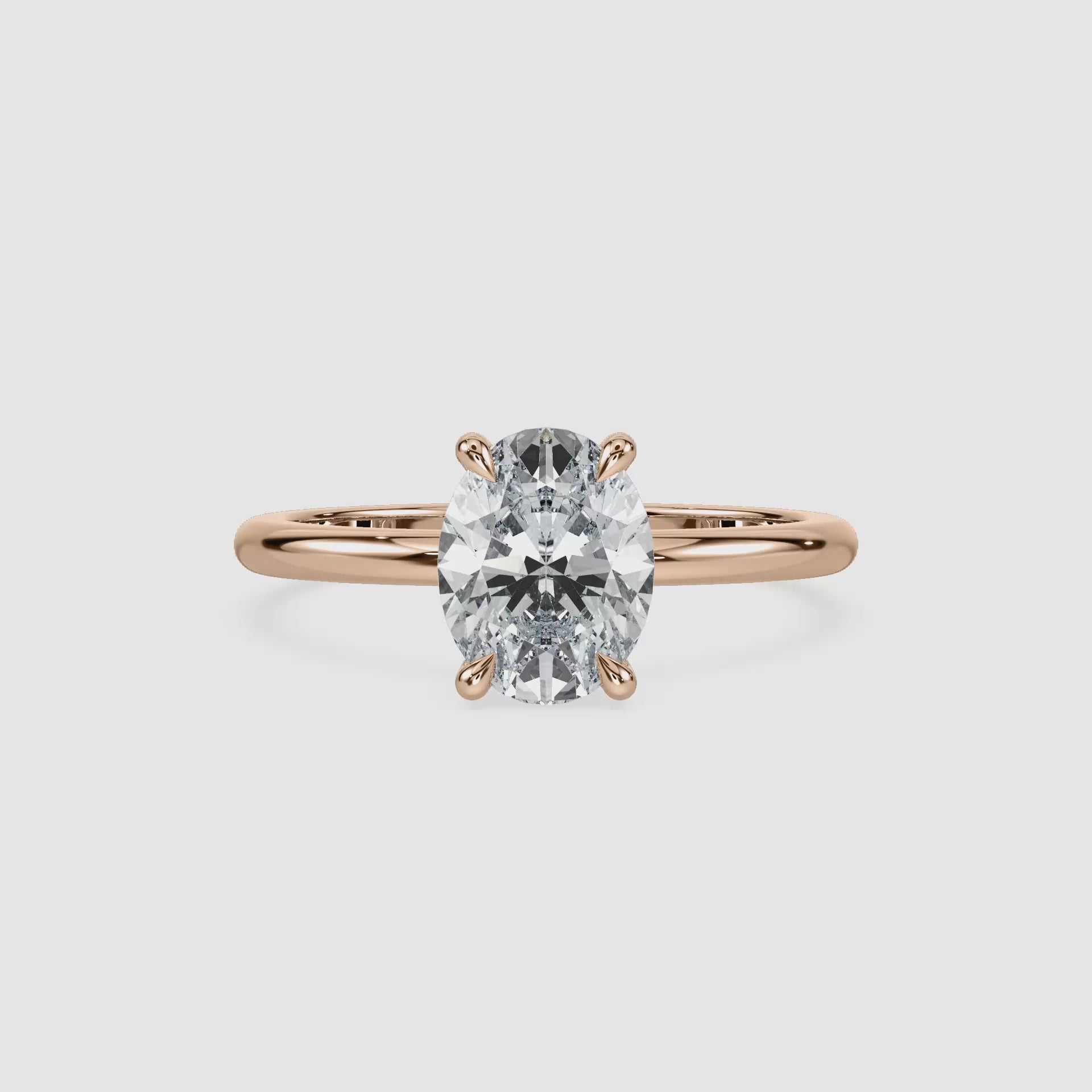 Video laden: Clara Solitaire Verlobungsring – Ovalschliff – Roségold – Video