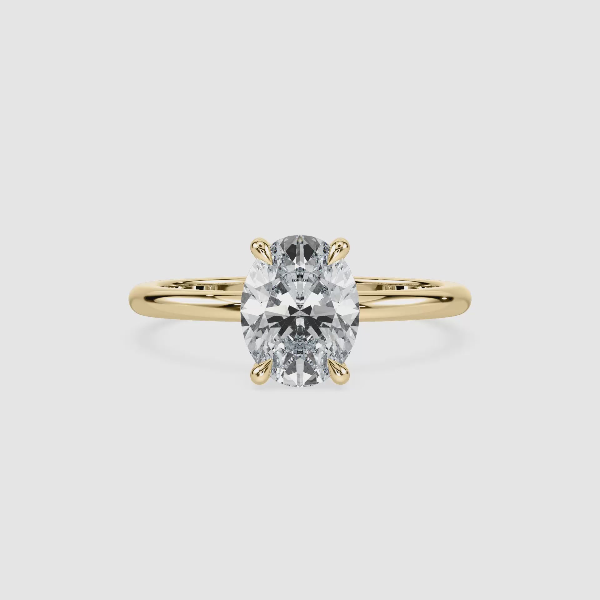 Video laden: Clara Solitaire Verlobungsring – Ovalschliff – Gelbgold – Video
