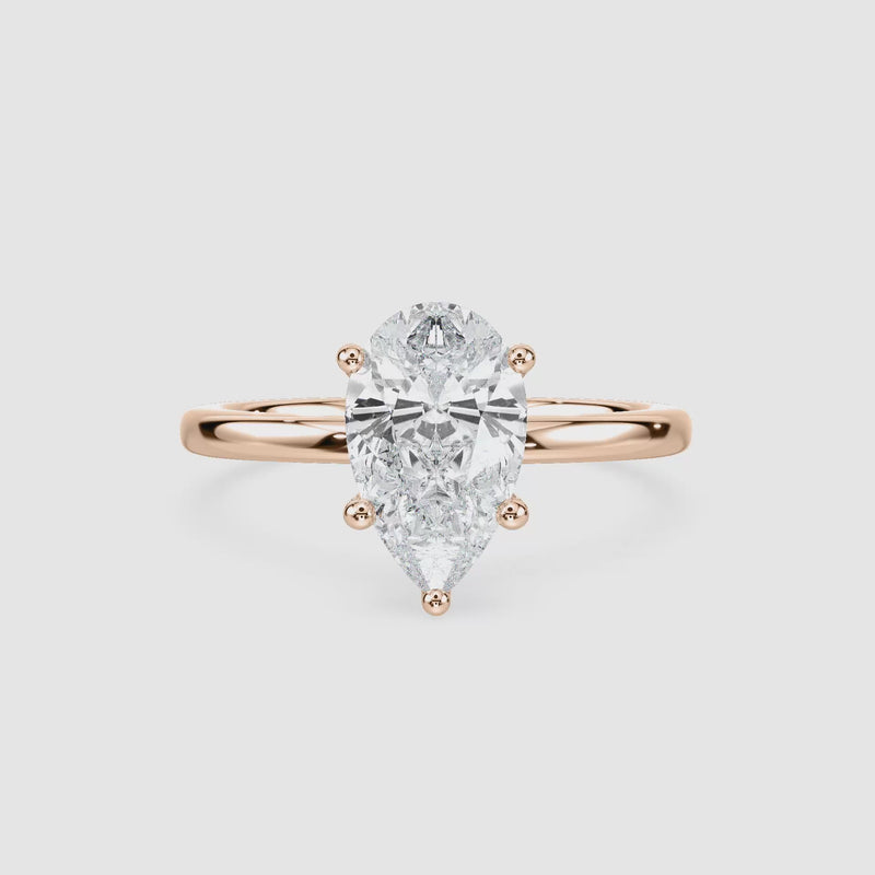 Marlene Blüten-Solitaire Verlobungsring – Tropfenschliff – Roségold – Video